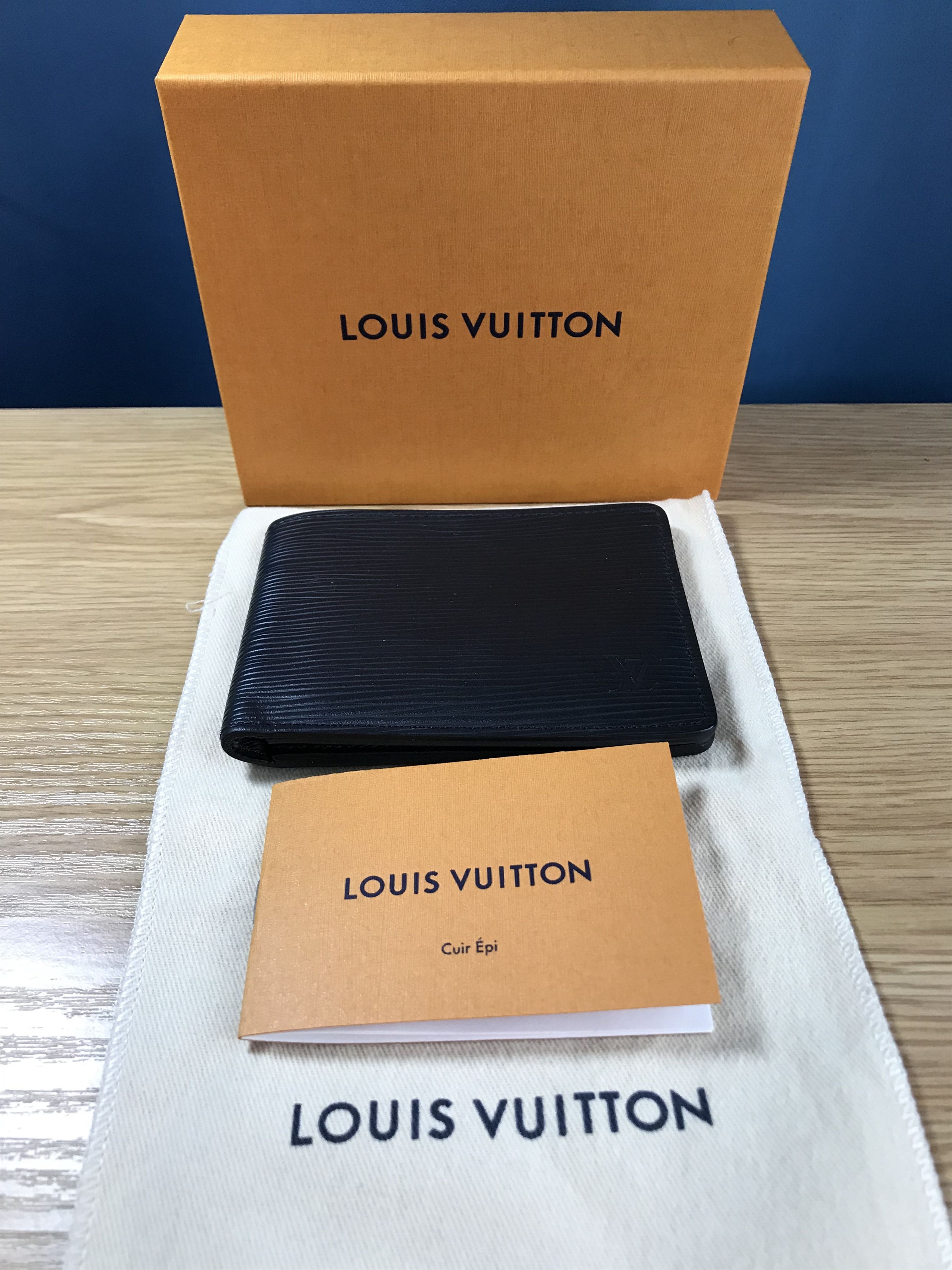 Authenticated Louis Vuitton Nigo Monogram Denim Slender Wallet Black