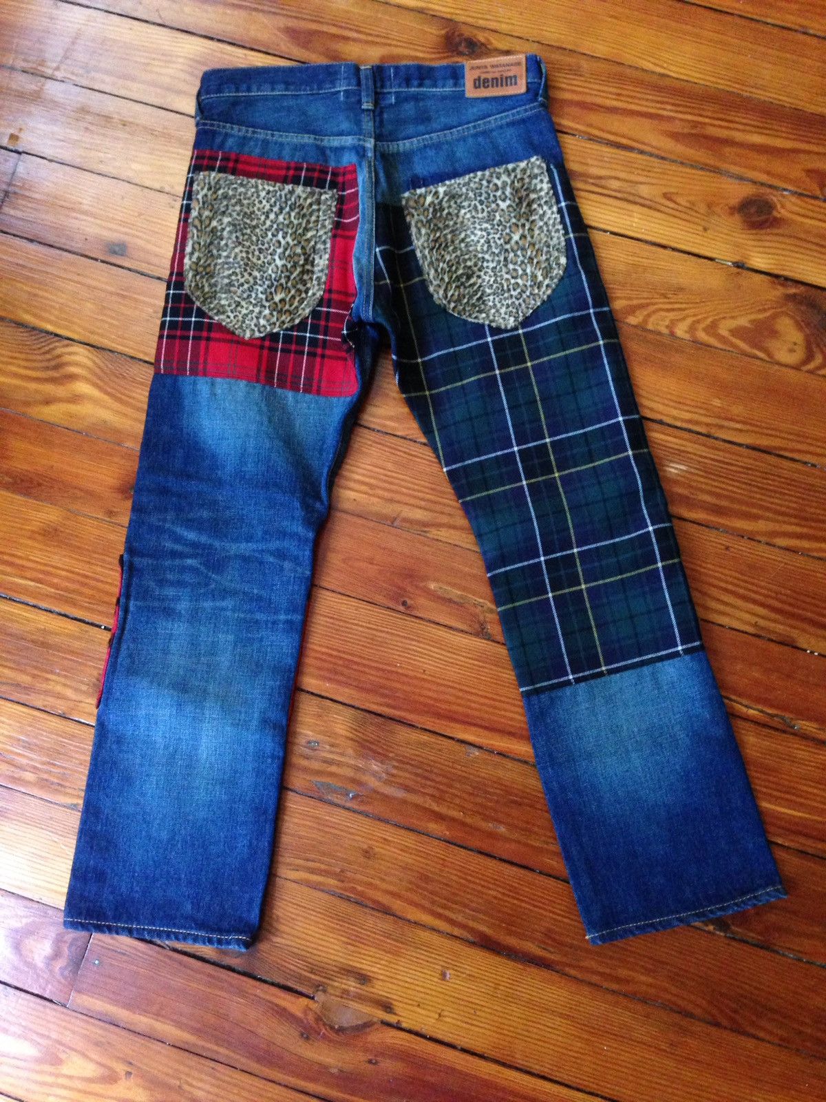 Comme des Garcons Selvedge Leopard Patchwork Flannel Slim Blue Denim Size US 30 / EU 46 - 4 Thumbnail
