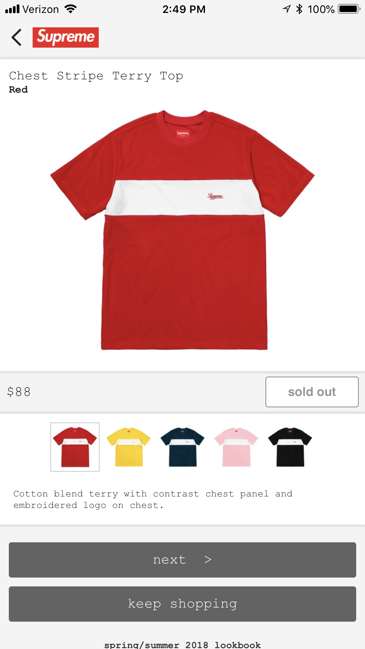 Supreme Supreme Chest Stripe Terry Top Red | Grailed