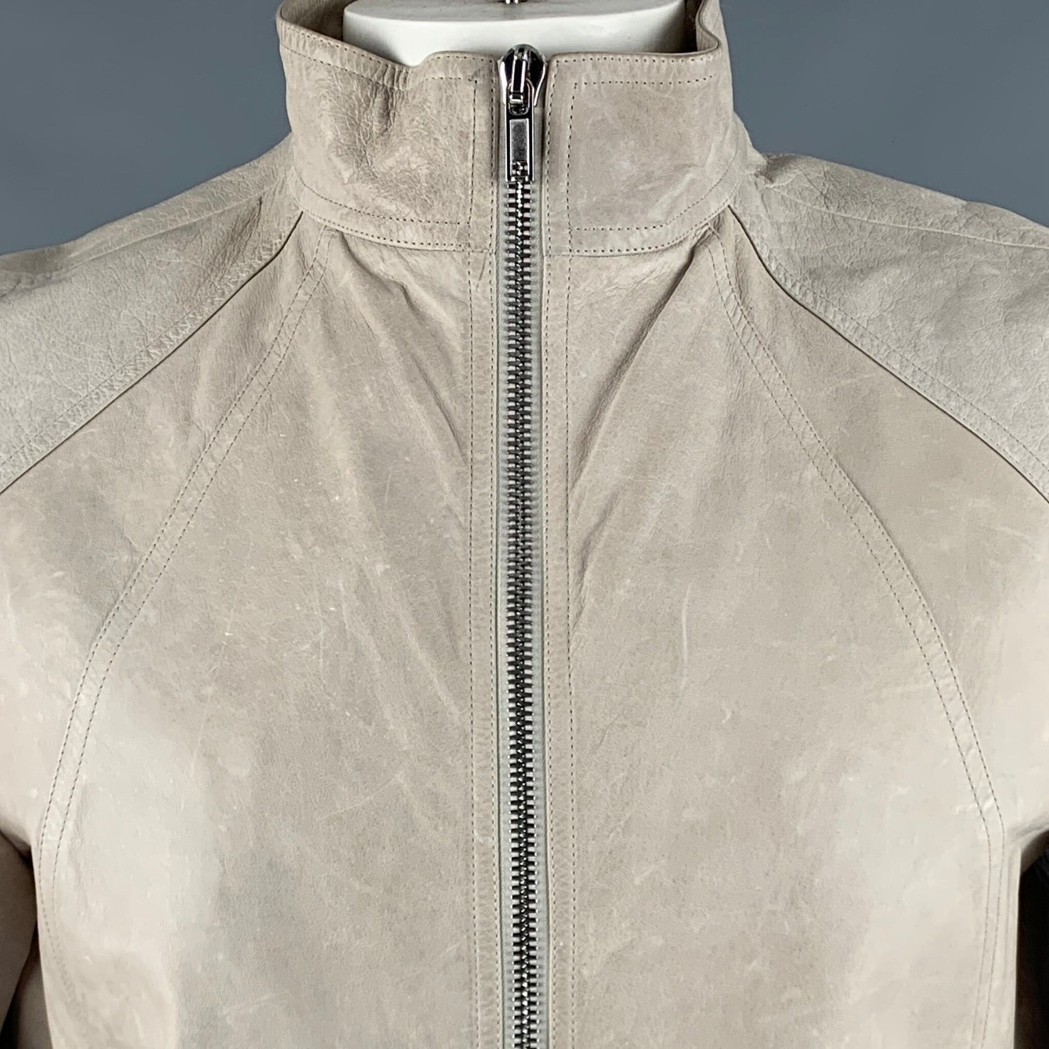 Rick Owens Grey Leather Zip Up Jacket Size US L / EU 52-54 / 3 - 2 Preview