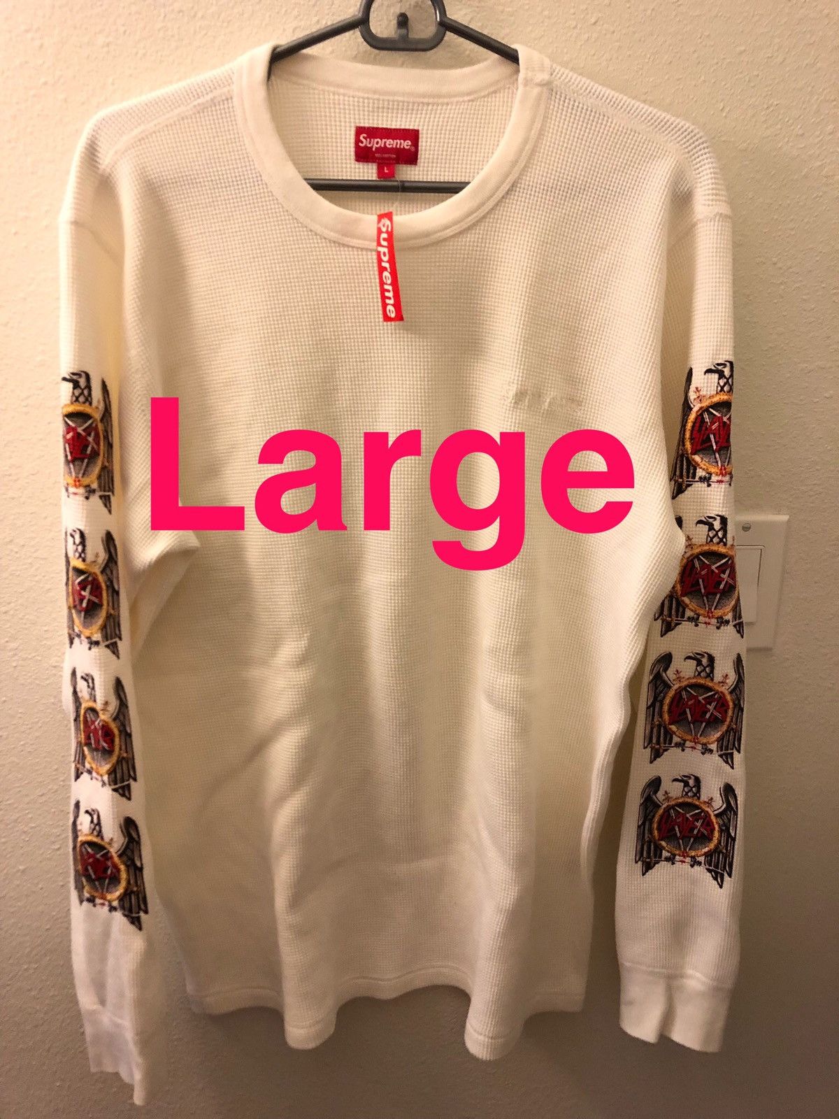 Supreme New Slayer Eagle White Thermal Long Sleeve Shirt Sz Large Size US L / EU 52-54 / 3 - 1 Thumbnail