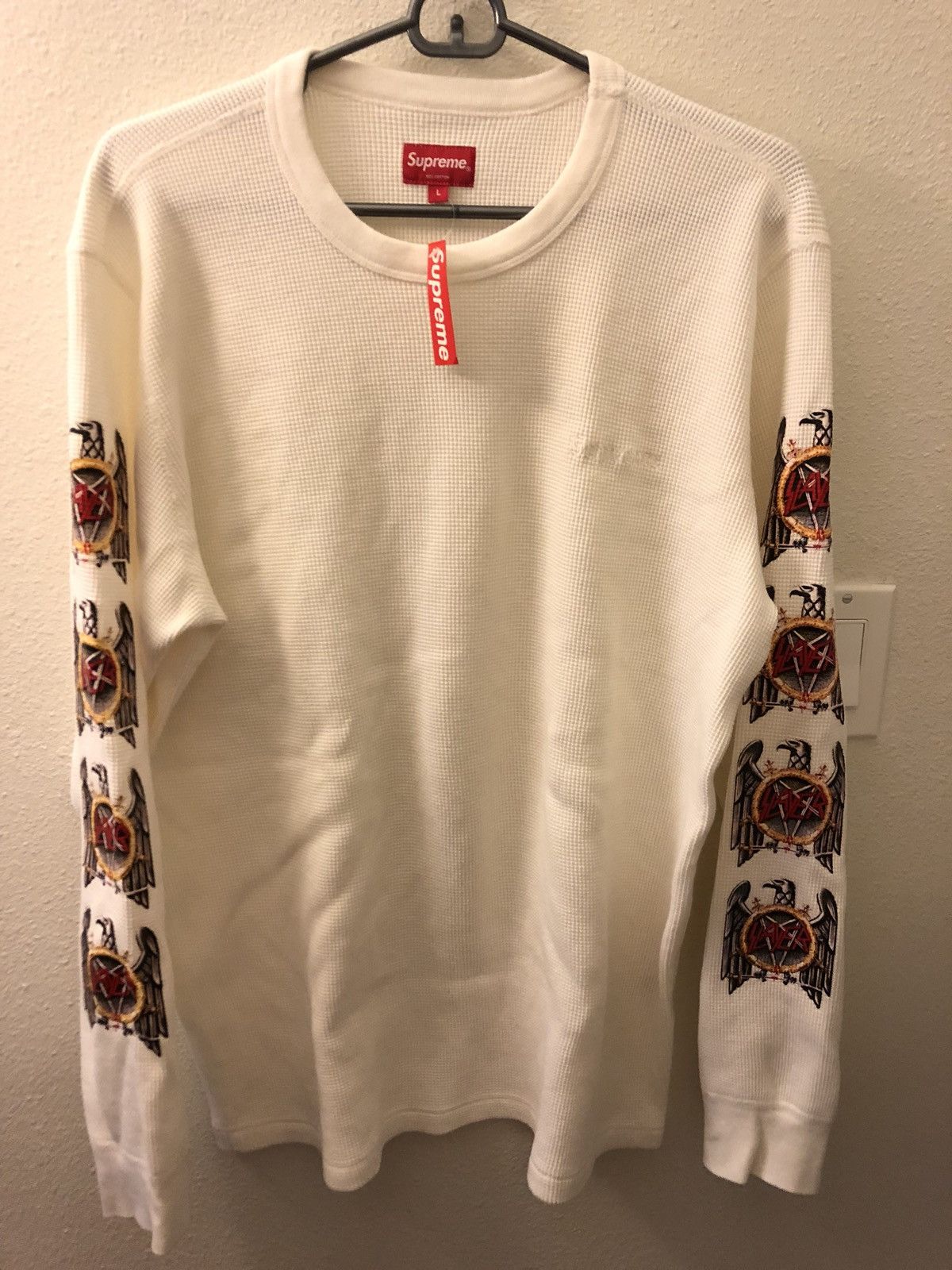 Supreme New Slayer Eagle White Thermal Long Sleeve Shirt Sz Large Size US L / EU 52-54 / 3 - 4 Thumbnail