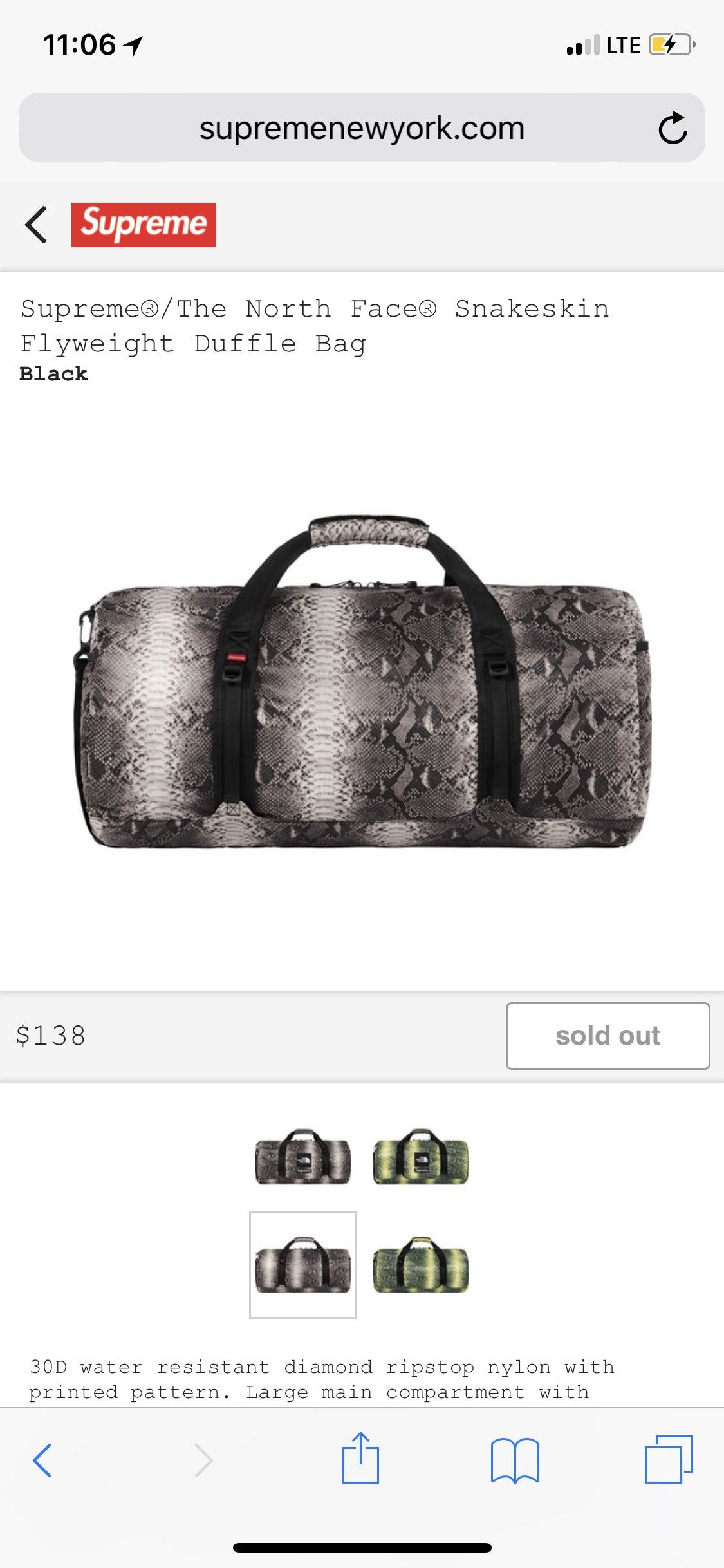 Supreme The North Face Supreme the North Face Snakeskin Duffle Bag Grailed