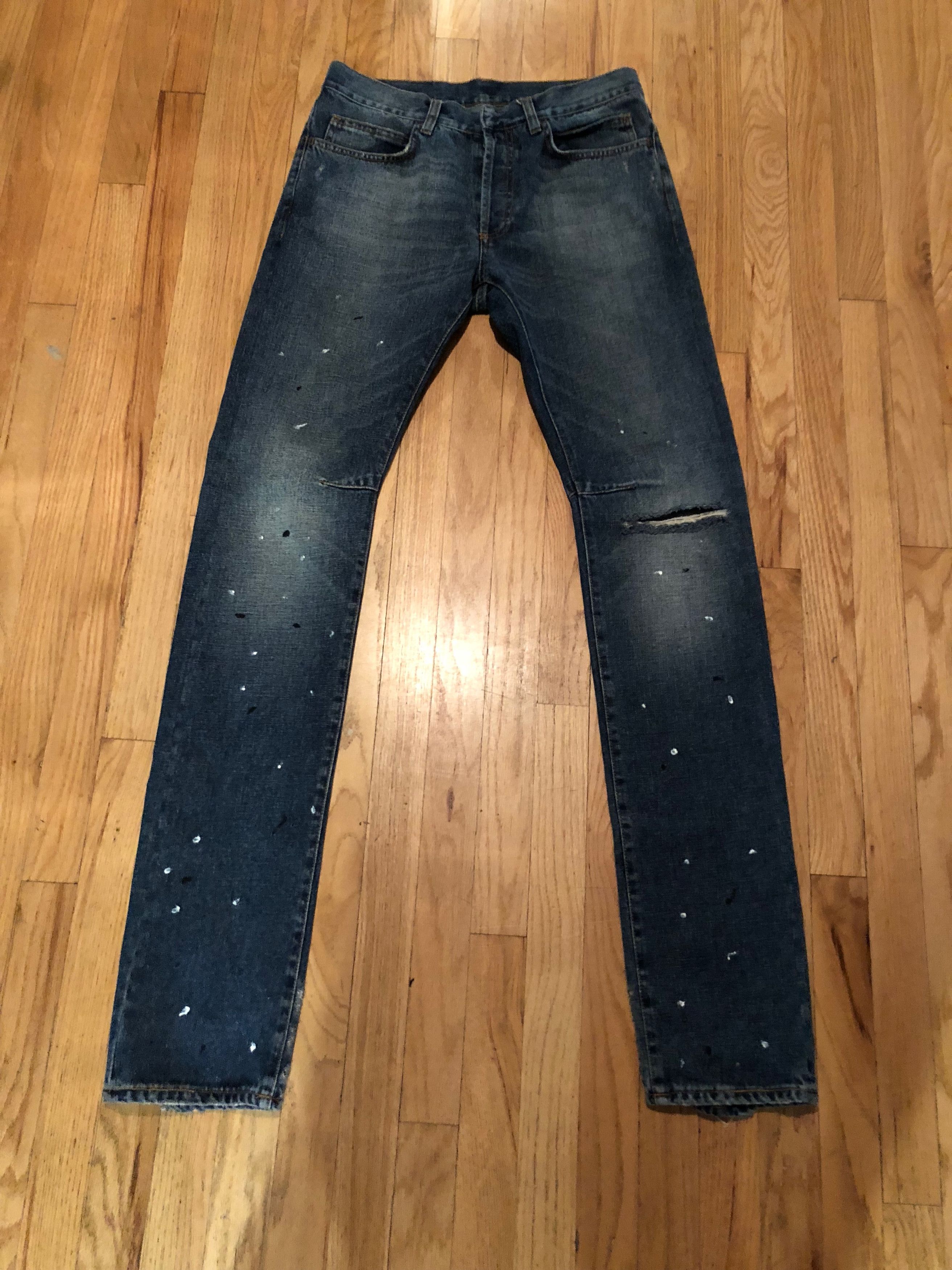 Balmain Balmain Jeans Blue Paint Splatter Distressed Grailed