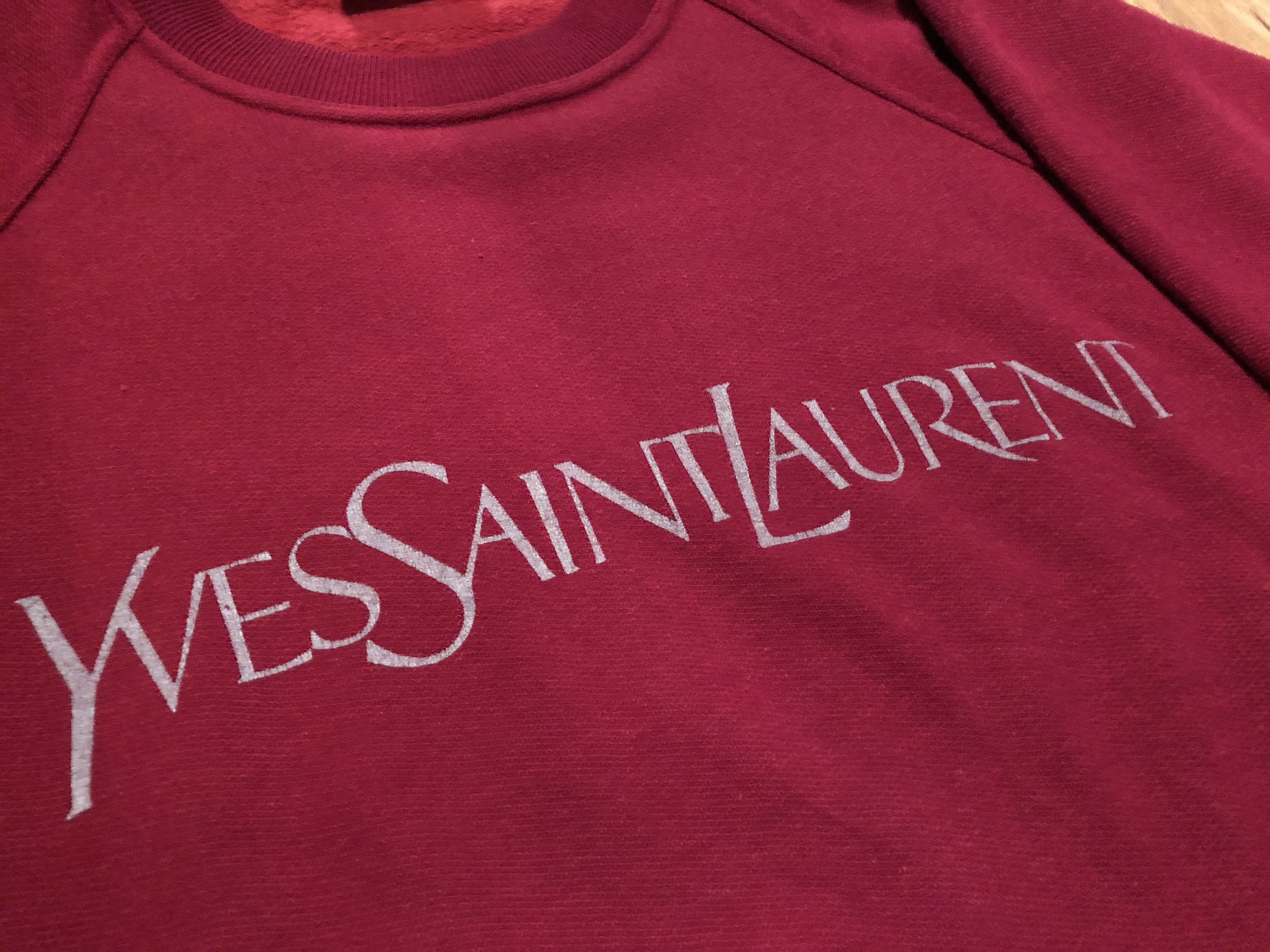 Yves Saint Laurent YSL Vintage Sweatshirt Red Script Size US M / EU 48-50 / 2 - 2 Preview