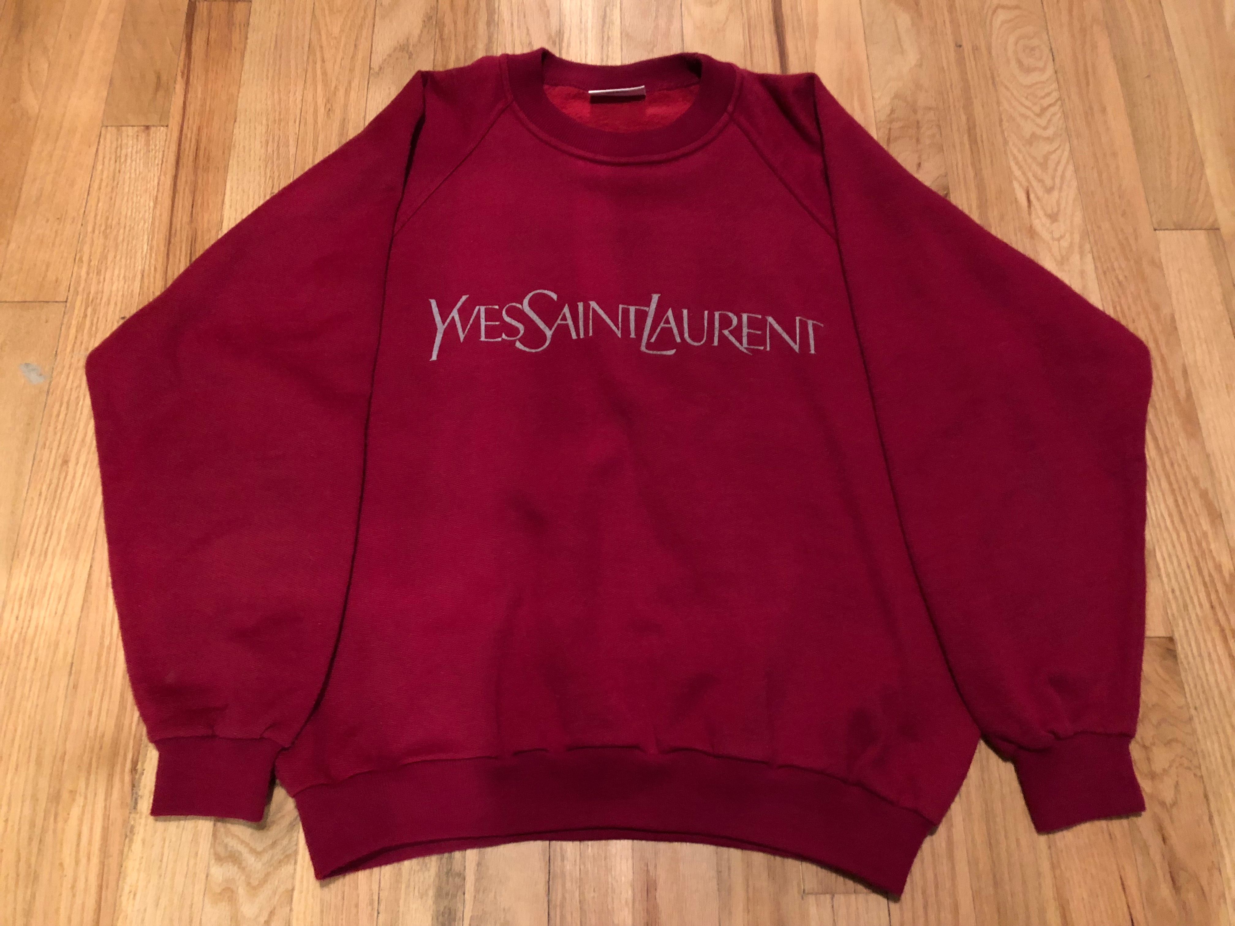 Yves Saint Laurent YSL Vintage Sweatshirt Red Script | Grailed