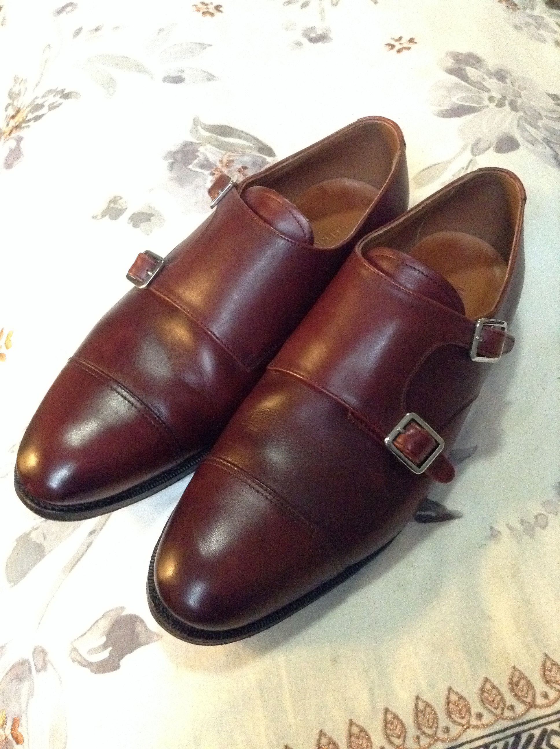 Burgundy Calf Double Monks
