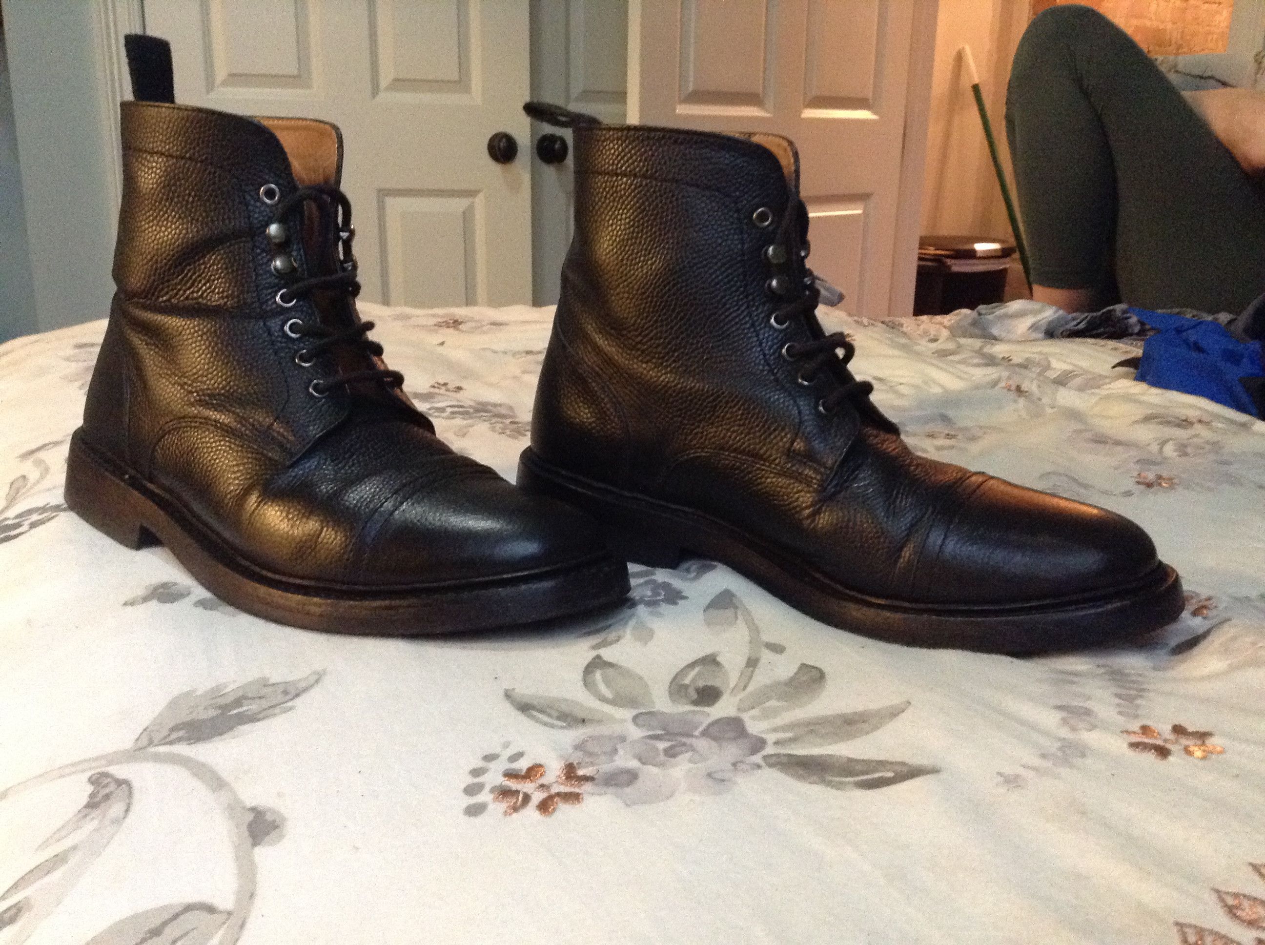 Black Grain Cap-Toe Boots