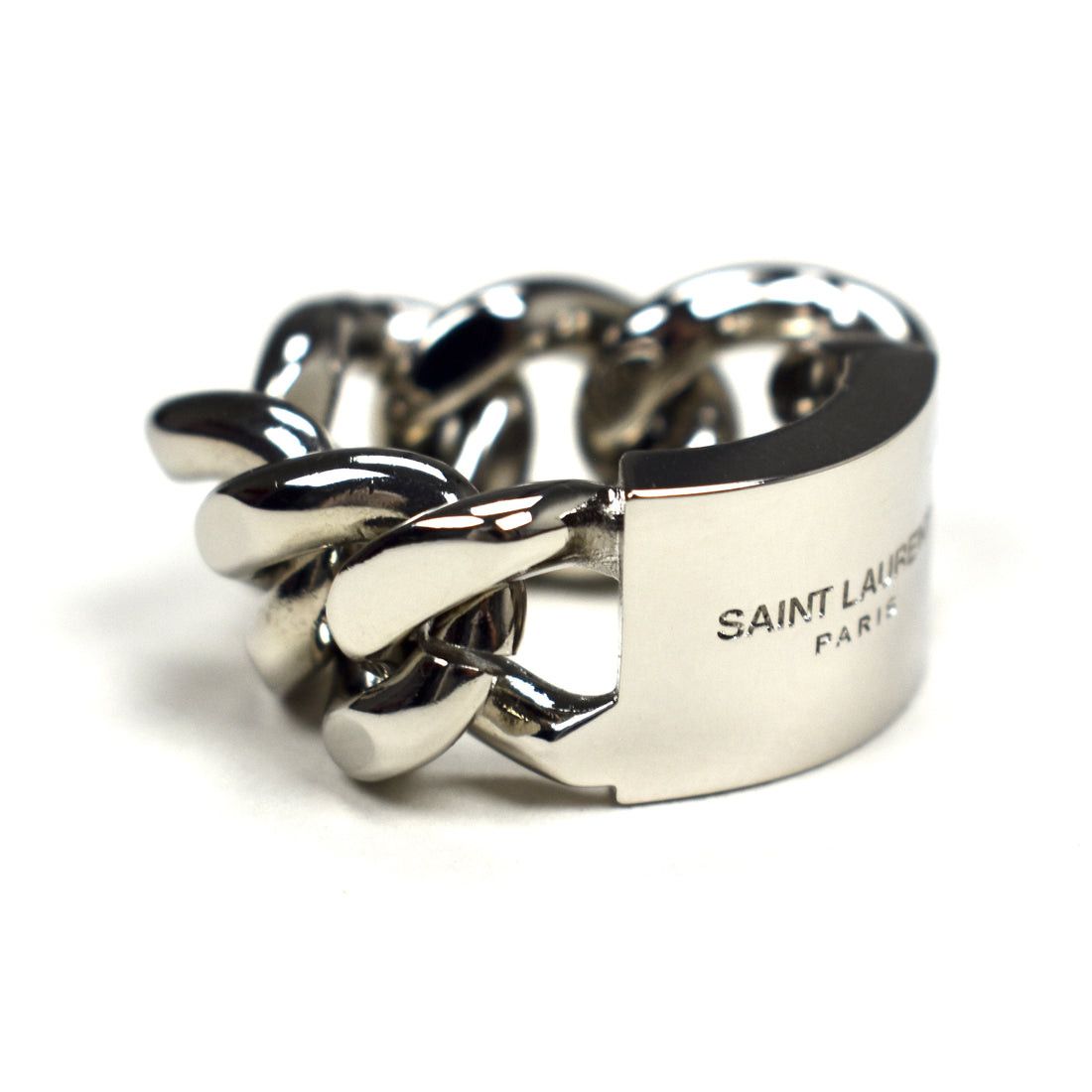 Saint Laurent Paris Saint Laurent Silver Logo Plate Chain Ring sz 5 Size ONE SIZE - 2 Thumbnail
