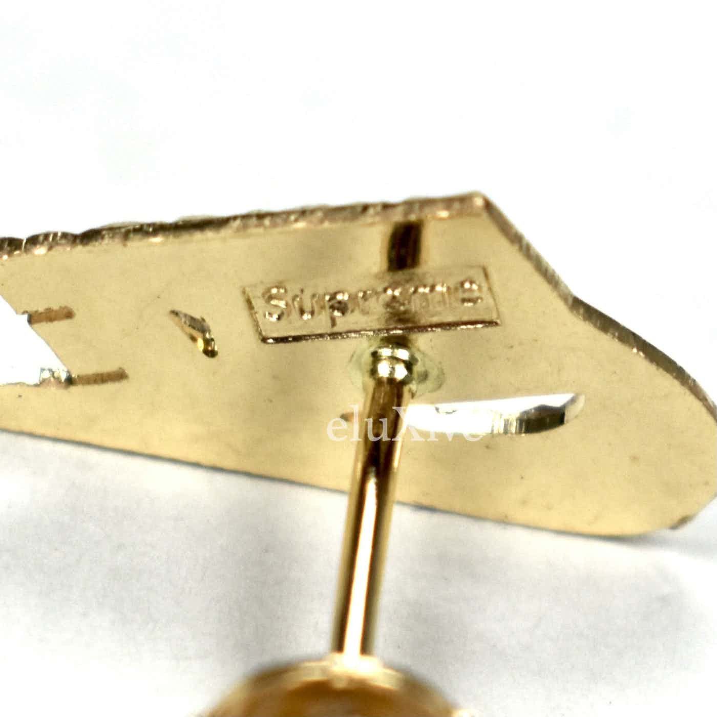 Supreme Nike 14K Solid Gold Swoosh Logo Earring FW18