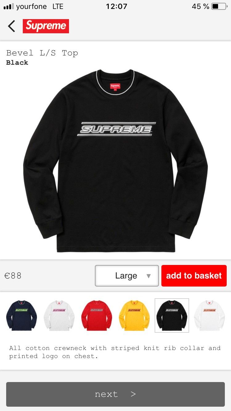 Supreme store bevel ls top size L