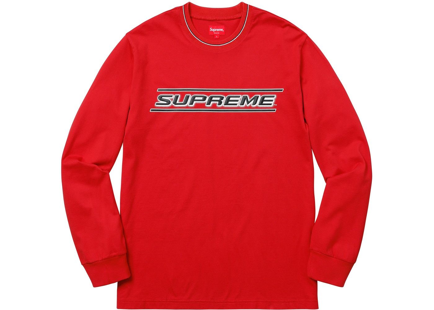 Supreme Red Supreme Bevel Long Sleeve Top | Grailed