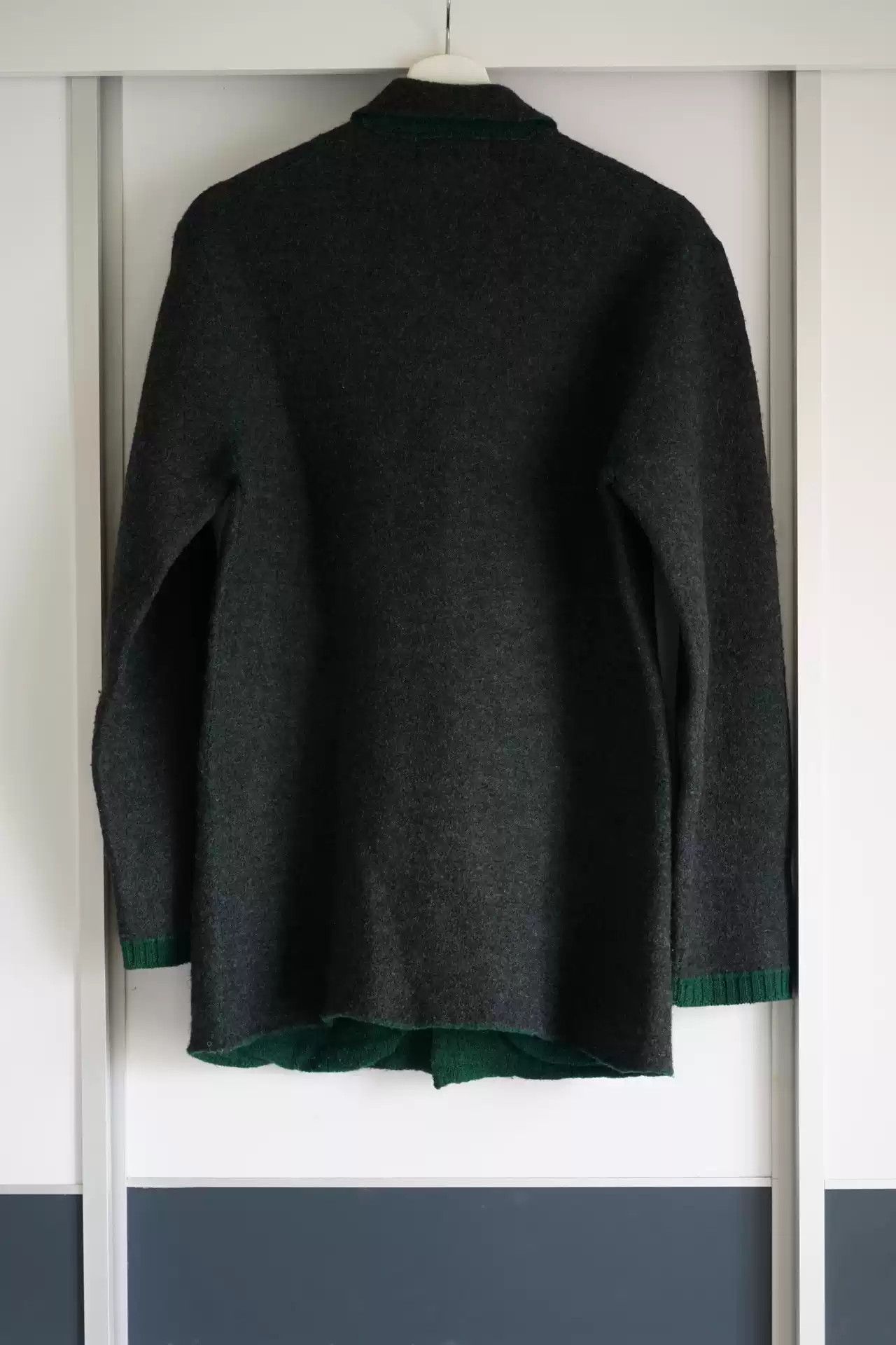 Yohji Yamamoto Yohji Yamamoto 03aw Green Thread Patchwork Wool Coat Size US L / EU 52-54 / 3 - 2 Thumbnail