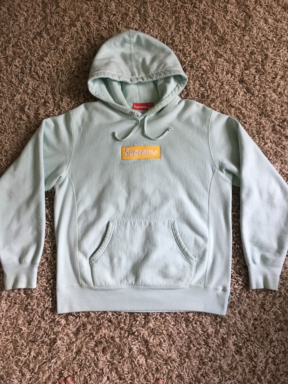 Supreme Supreme Ice Blue Gold Box Logo Hoodie FW17 Grailed