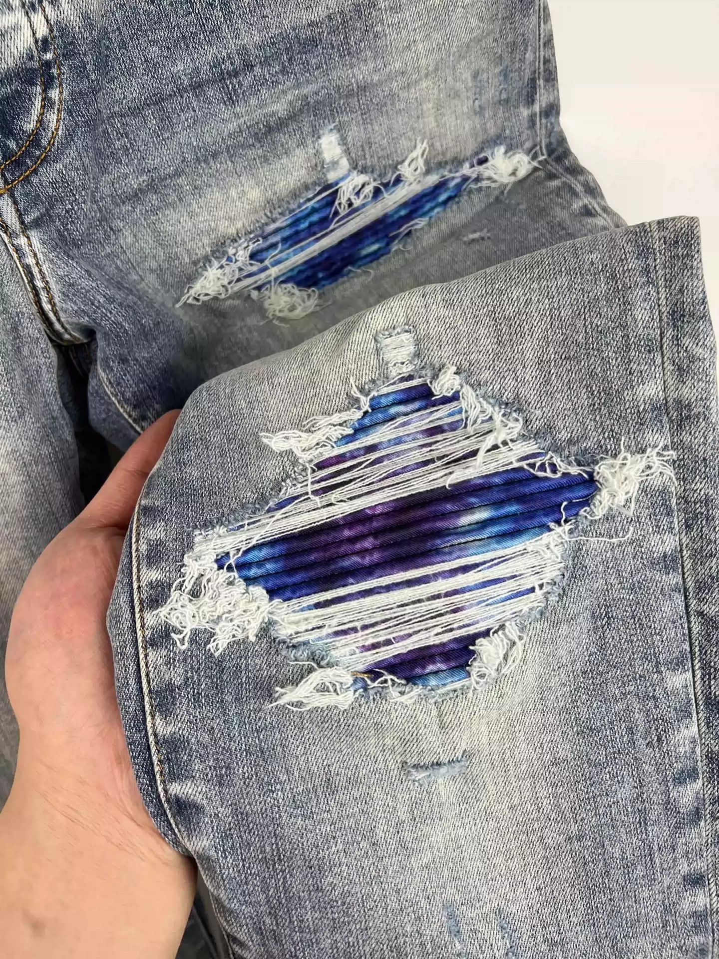Amiri Amiri new blue and purple gradient patchwork mx1 jeans Size US 31 - 3 Thumbnail