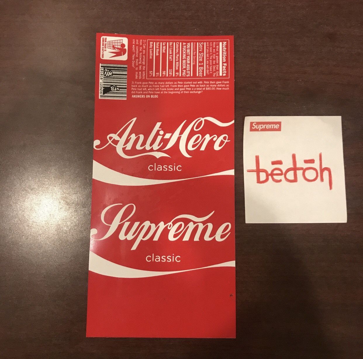 Supreme anti hero store sticker