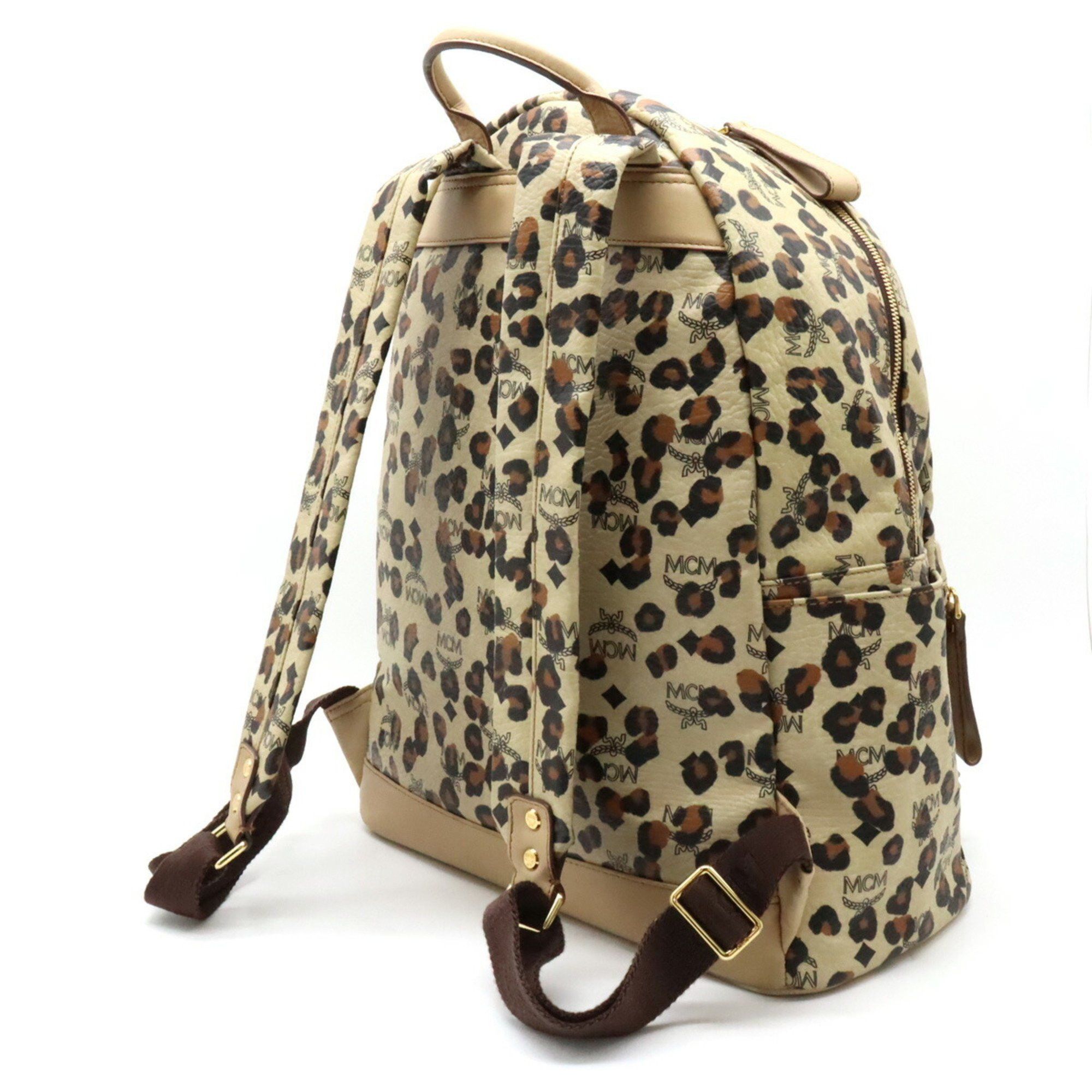 MCM MCM LOVELESS Loveless Collaboration Backpack Rucksack Leopard Print  Leather Beige Black Brown | Grailed