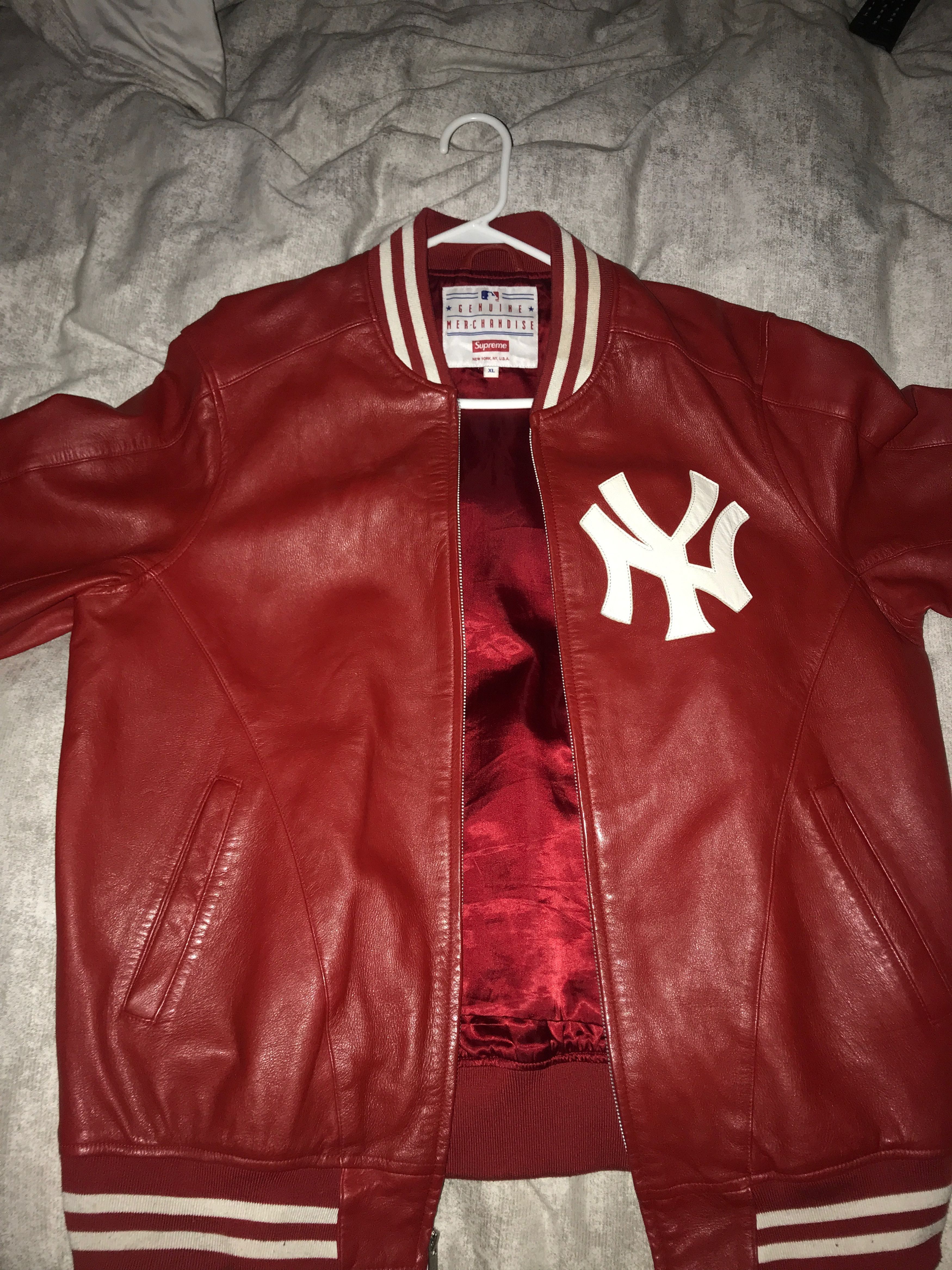 Supreme NewYork Yankees 47 brand LEATHER VARSITY JACKET Used