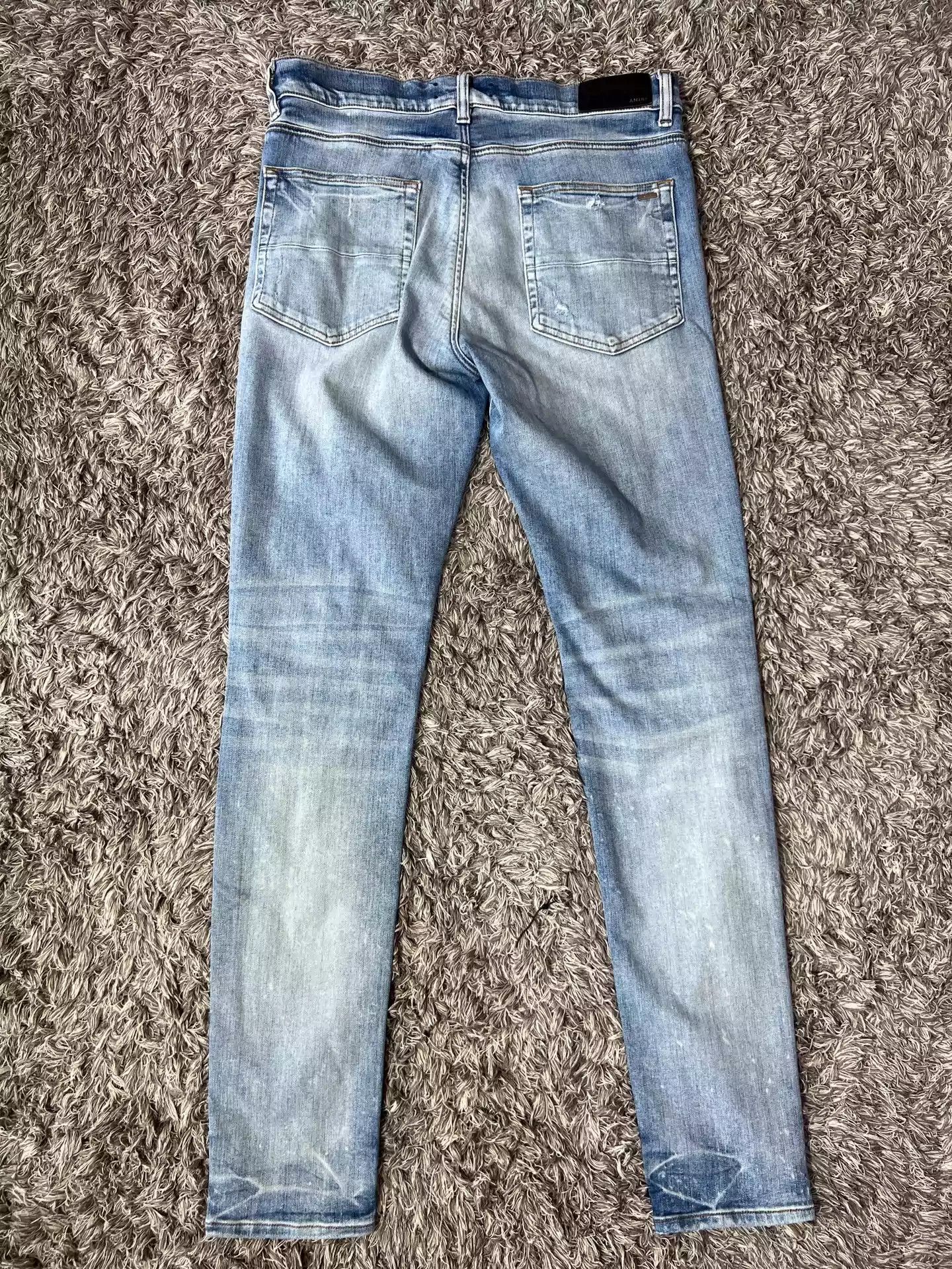 Amiri Amiri Blue Cashew Flower Knife Cut Ripped Jeans Size US 34 / EU 50 - 2 Thumbnail
