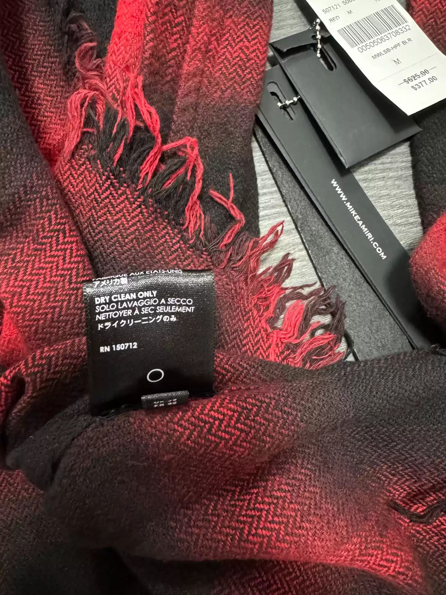 Amiri Amiri Black and Red Plaid Hem Destruction Shirt Size US M / EU 48-50 / 2 - 6 Thumbnail