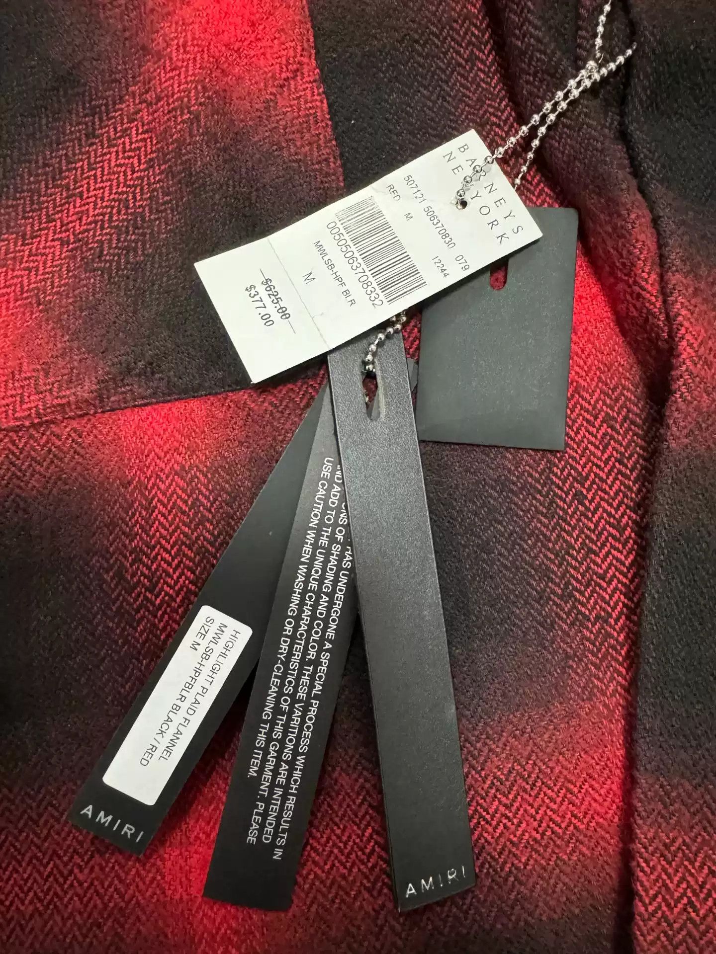 Amiri Amiri Black and Red Plaid Hem Destruction Shirt Size US M / EU 48-50 / 2 - 4 Thumbnail