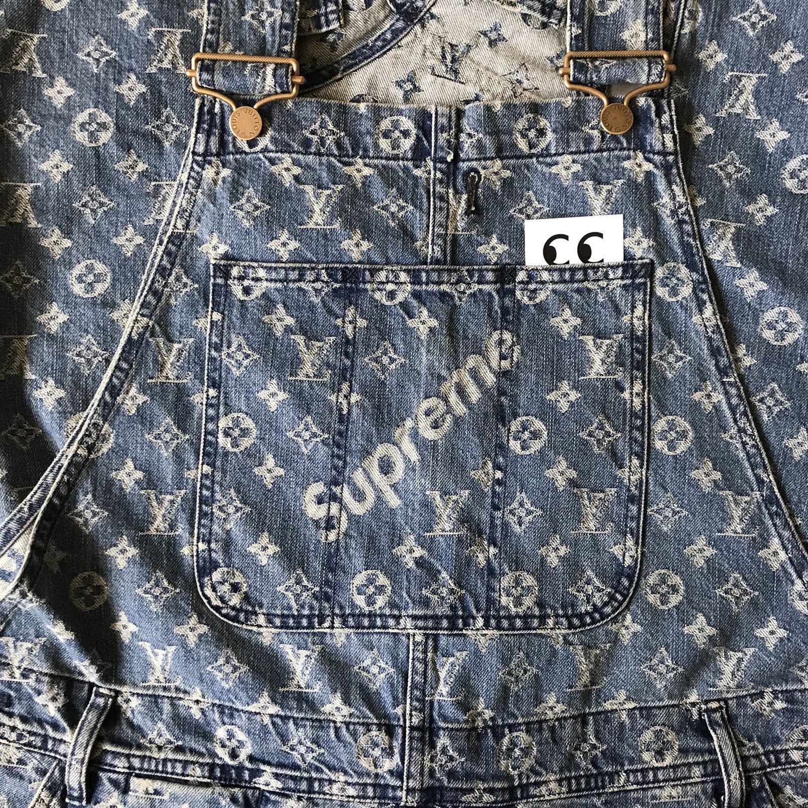 Louis Vuitton x Supreme Indigo Monogram Jacquard Denim Overalls S Louis  Vuitton