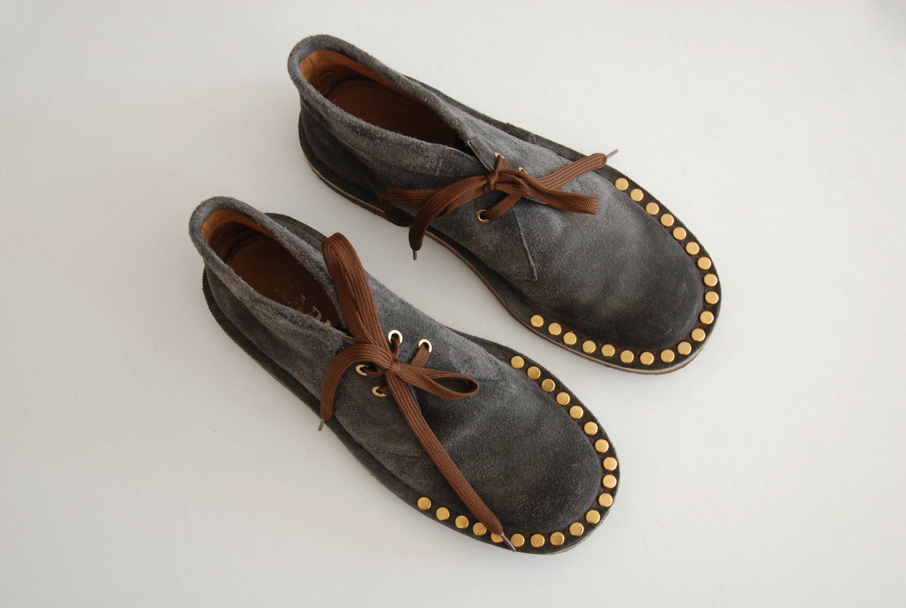 Prada Grey Stud-embellished Desert Boots AW2017 | Grailed