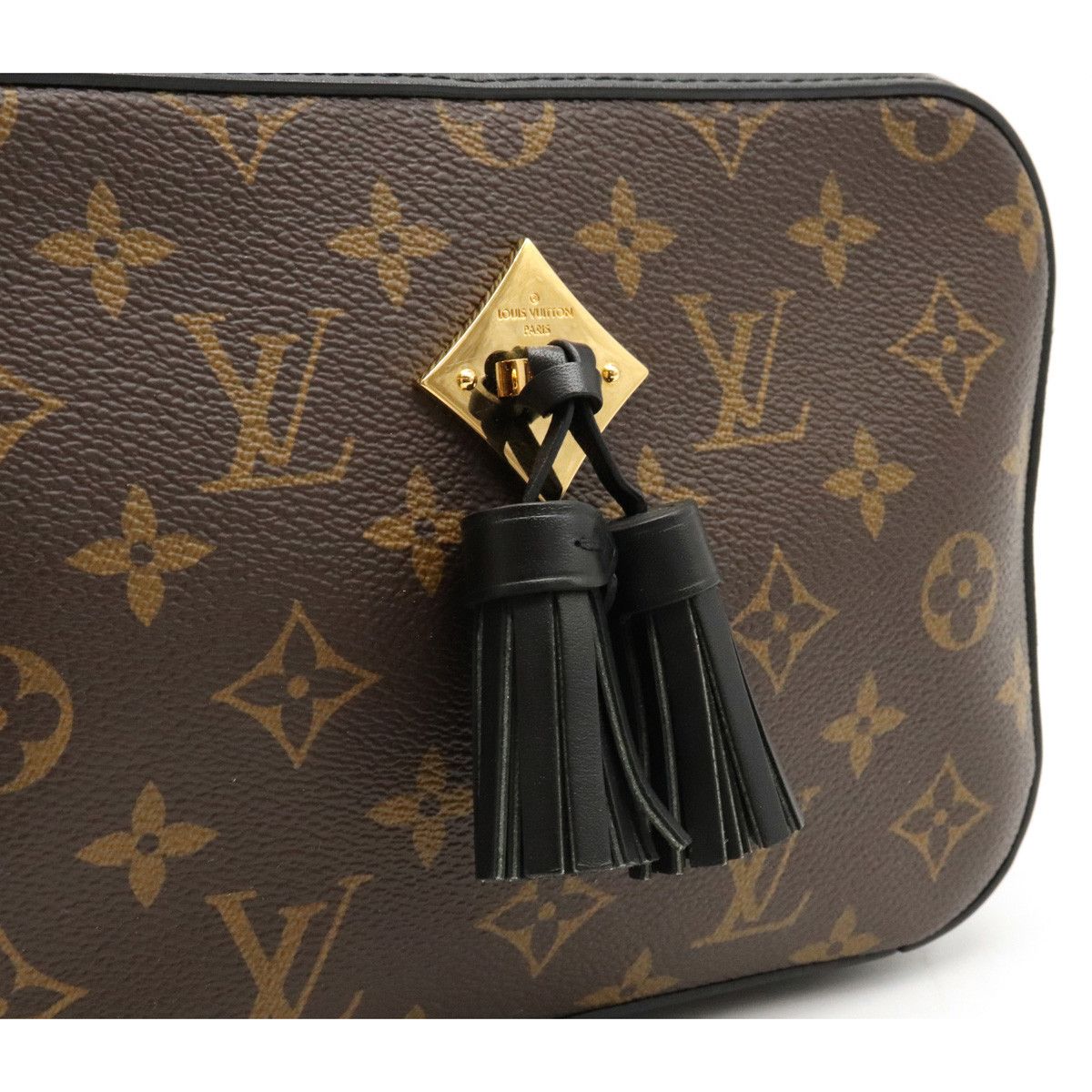 Louis Vuitton Monogram Saintonge Shoulder Bag 2way Handbag Tassel Leather Noir Black