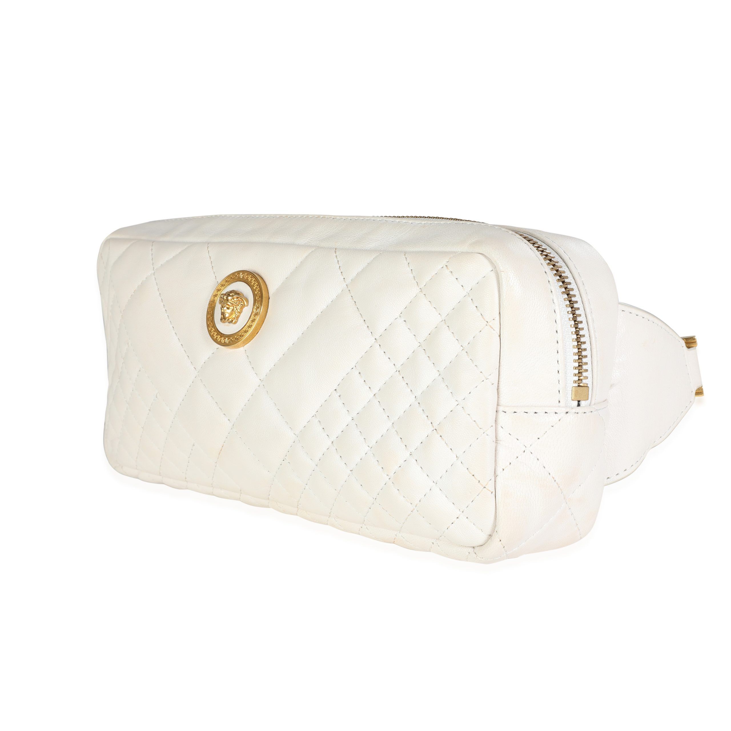 Versace White Quilted Nappa Leather Vanitas Belt Bag