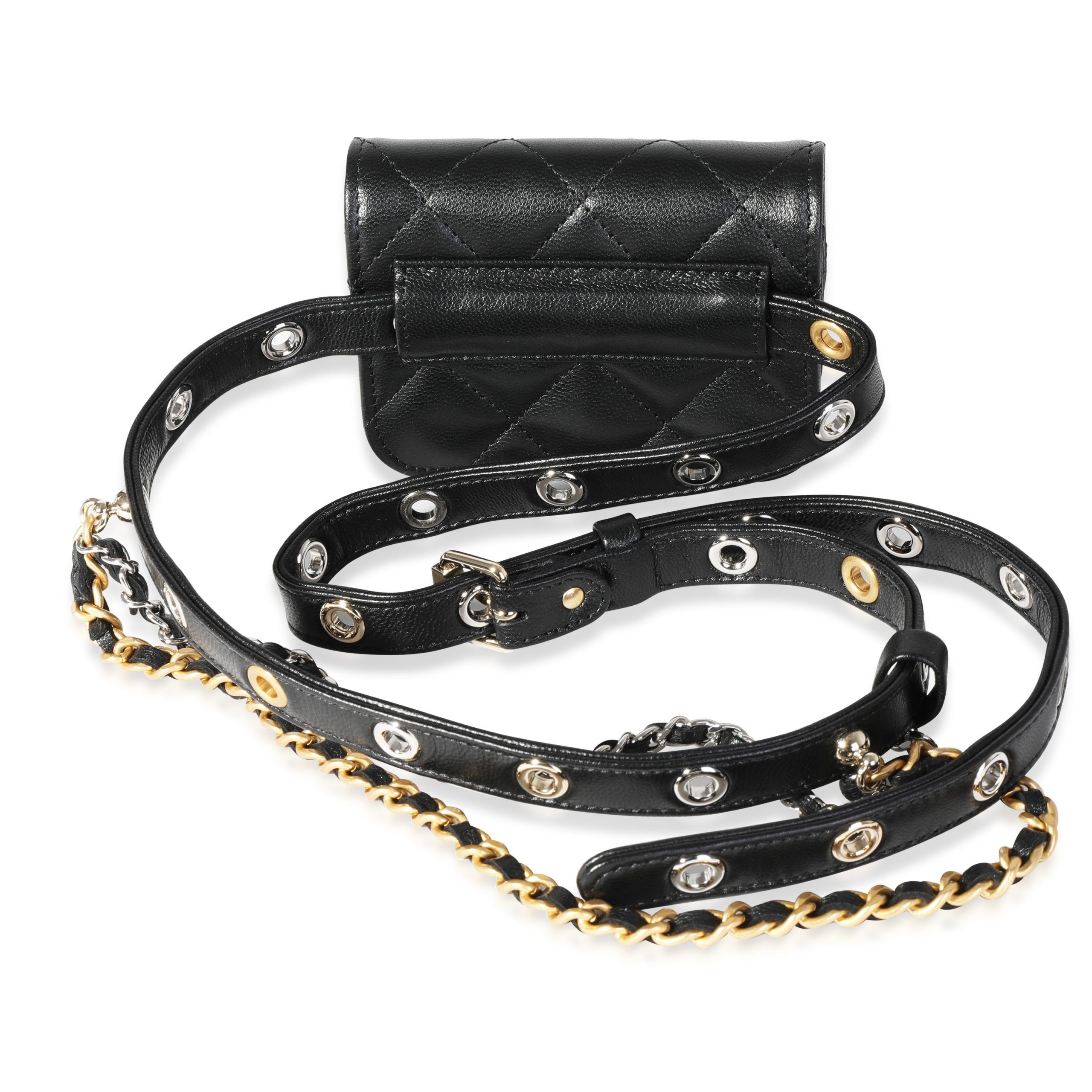 Chanel Black Quilted Goatskin Punk Chain Mini Belt Bag