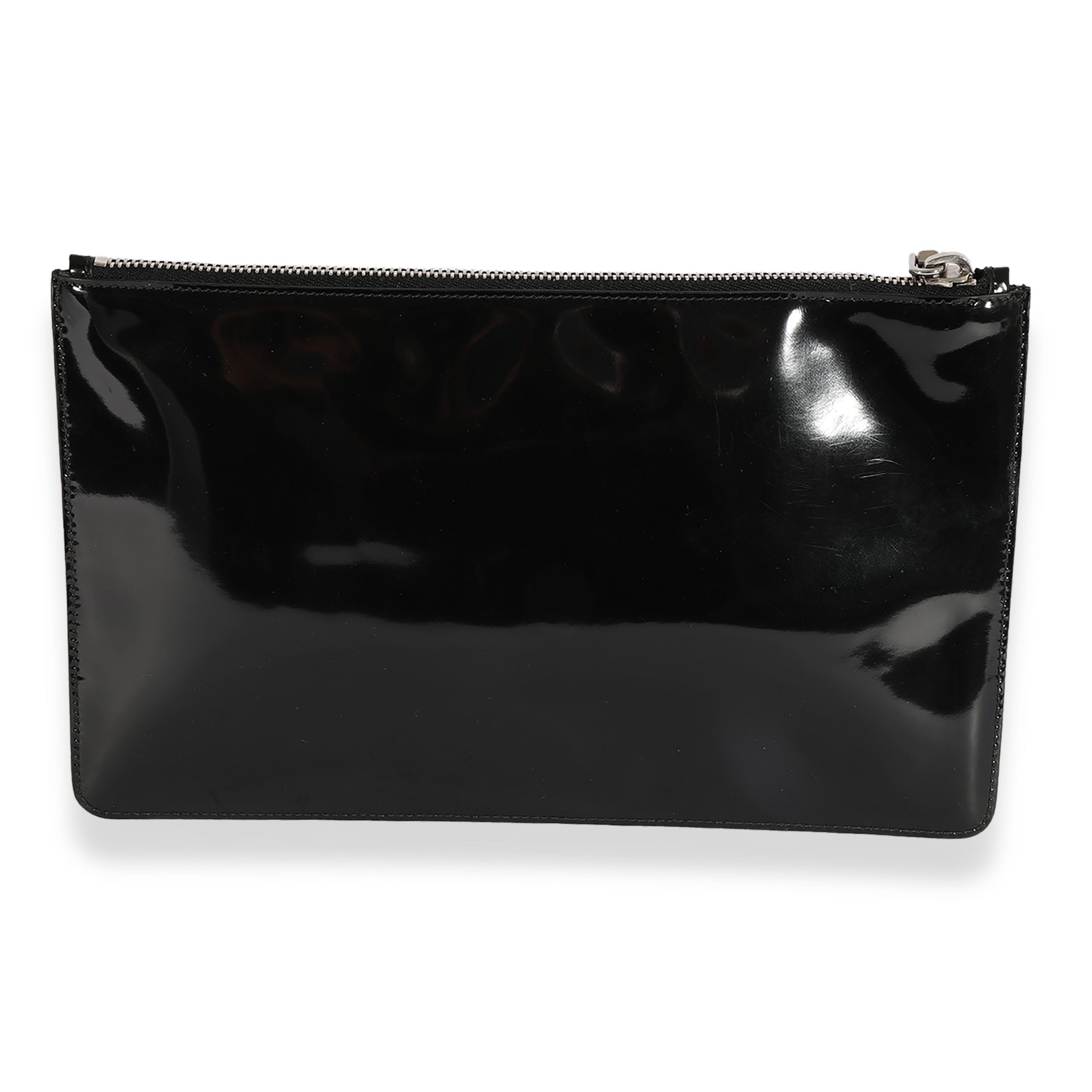 Prada Black Patent Leather Grommet Zip Case
