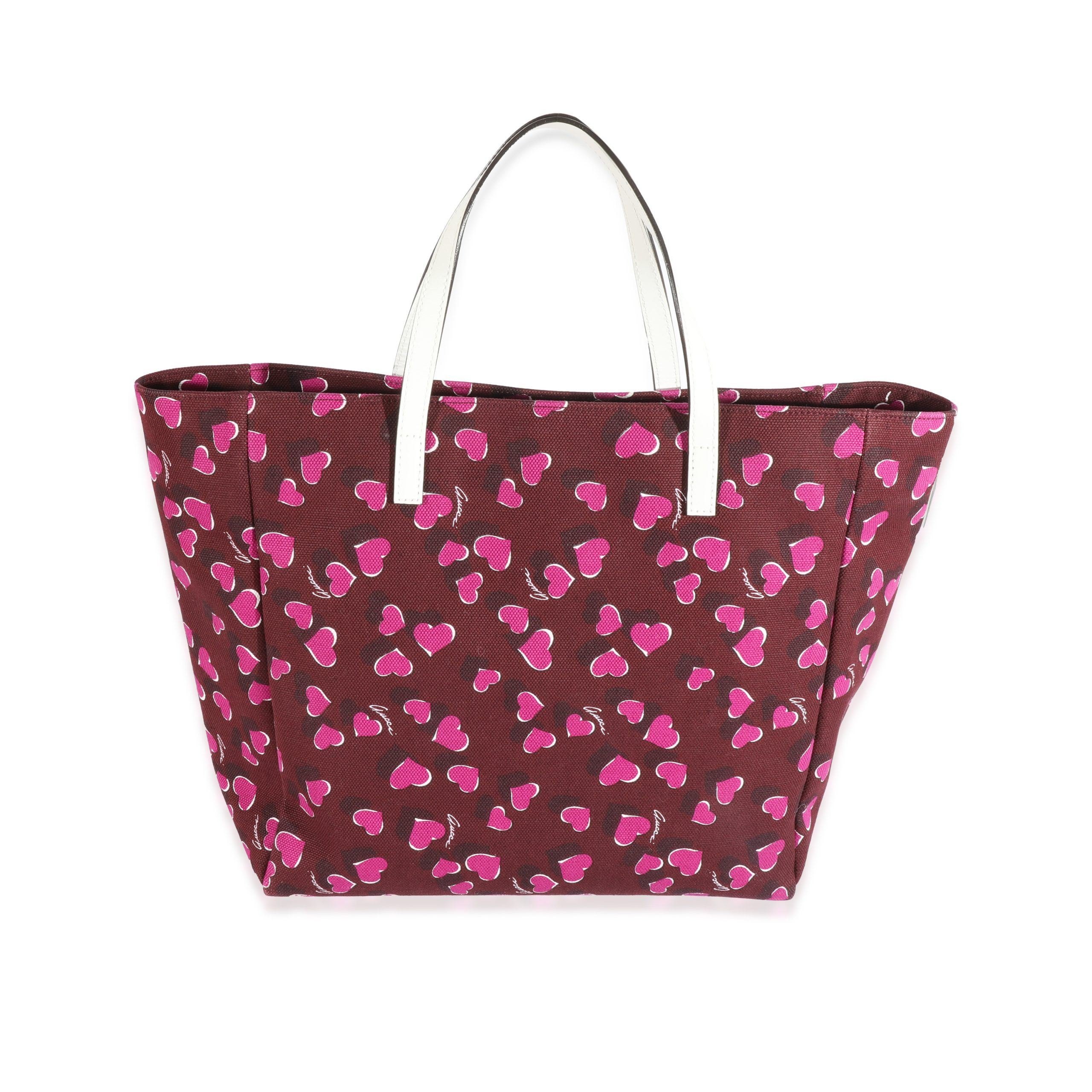 Gucci Bordeaux Canvas Heartbeat Tote