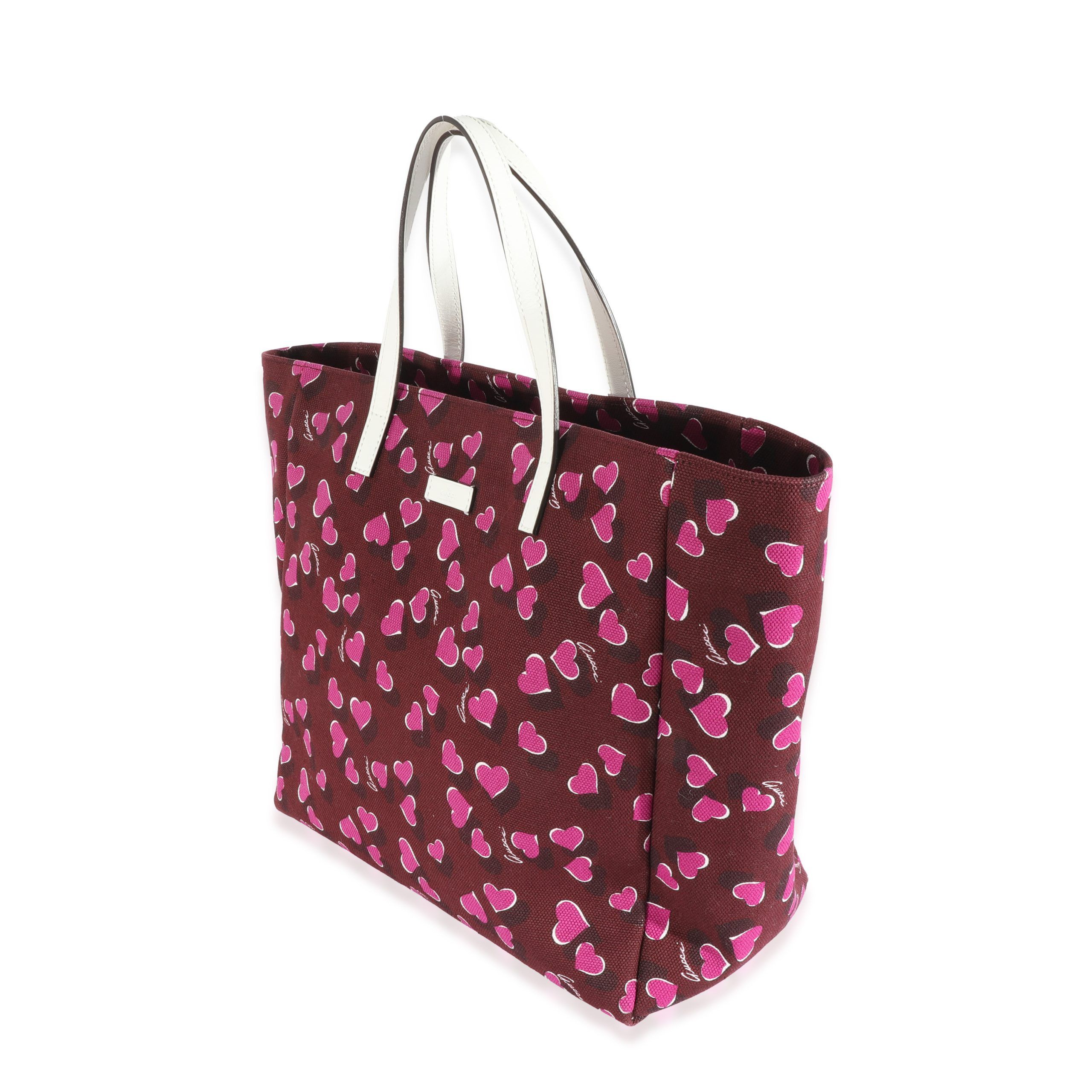 Gucci Bordeaux Canvas Heartbeat Tote