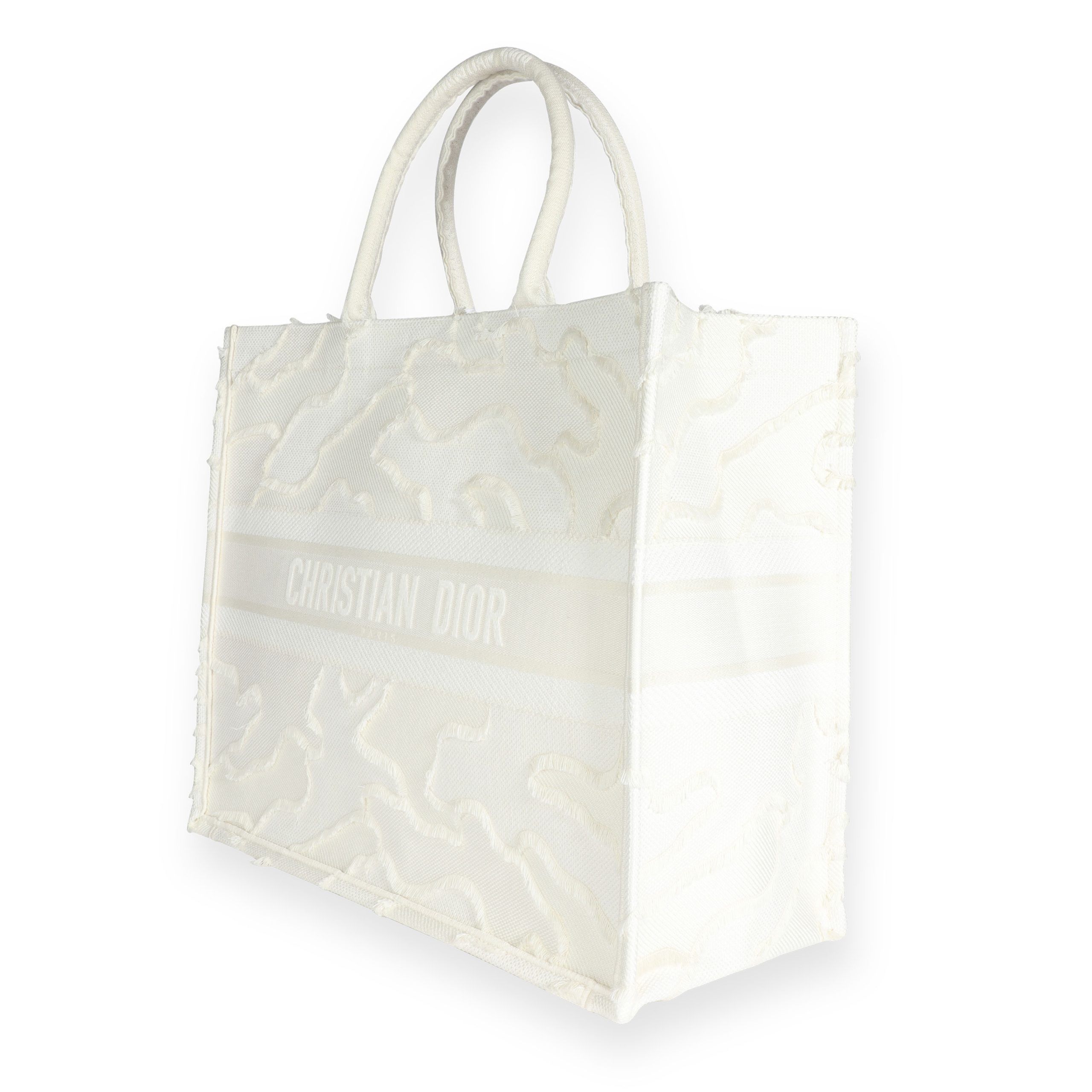 Dior White Camouflage Embroidery Large Book Tote