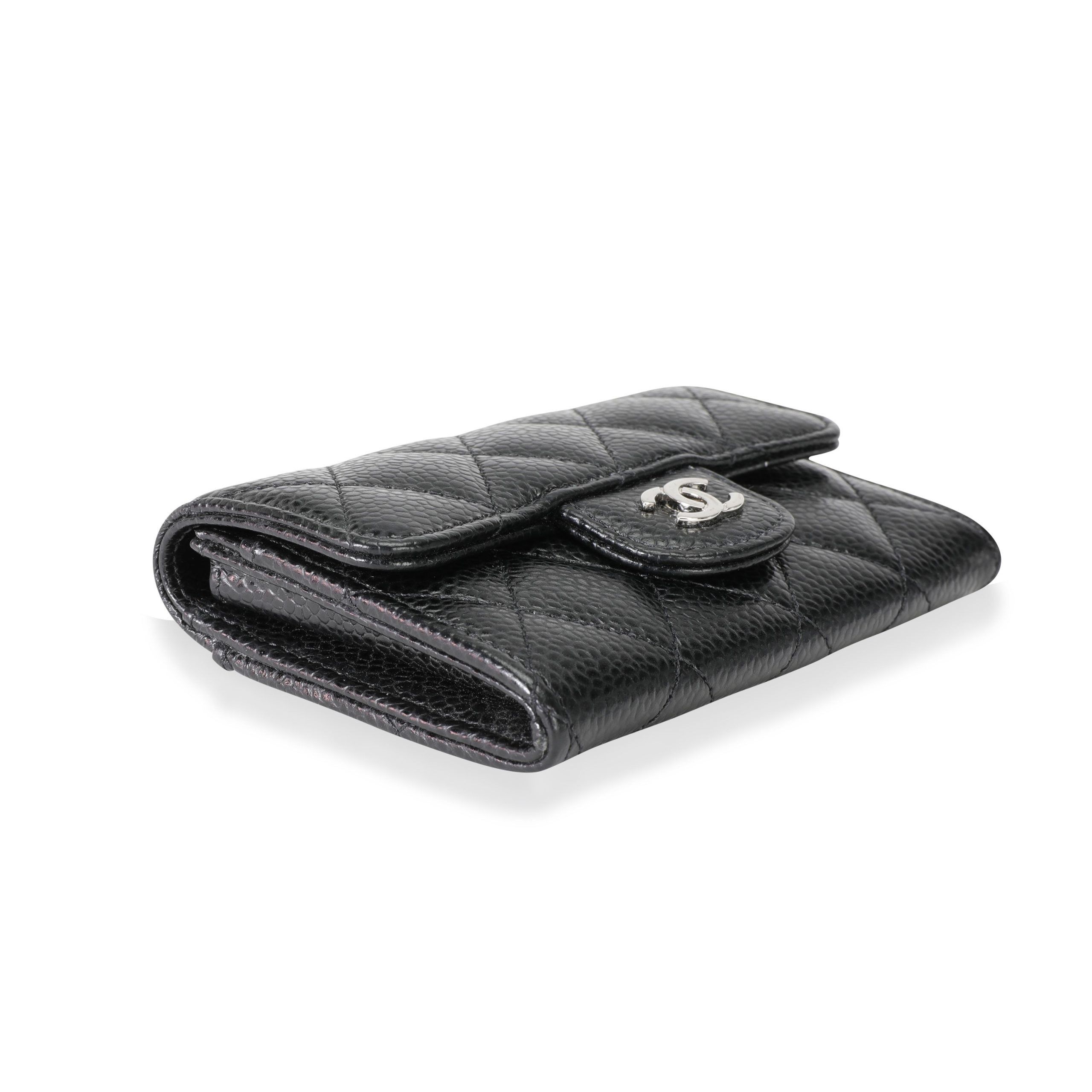 Chanel Black Quilted Caviar Classic Flap Card Holder