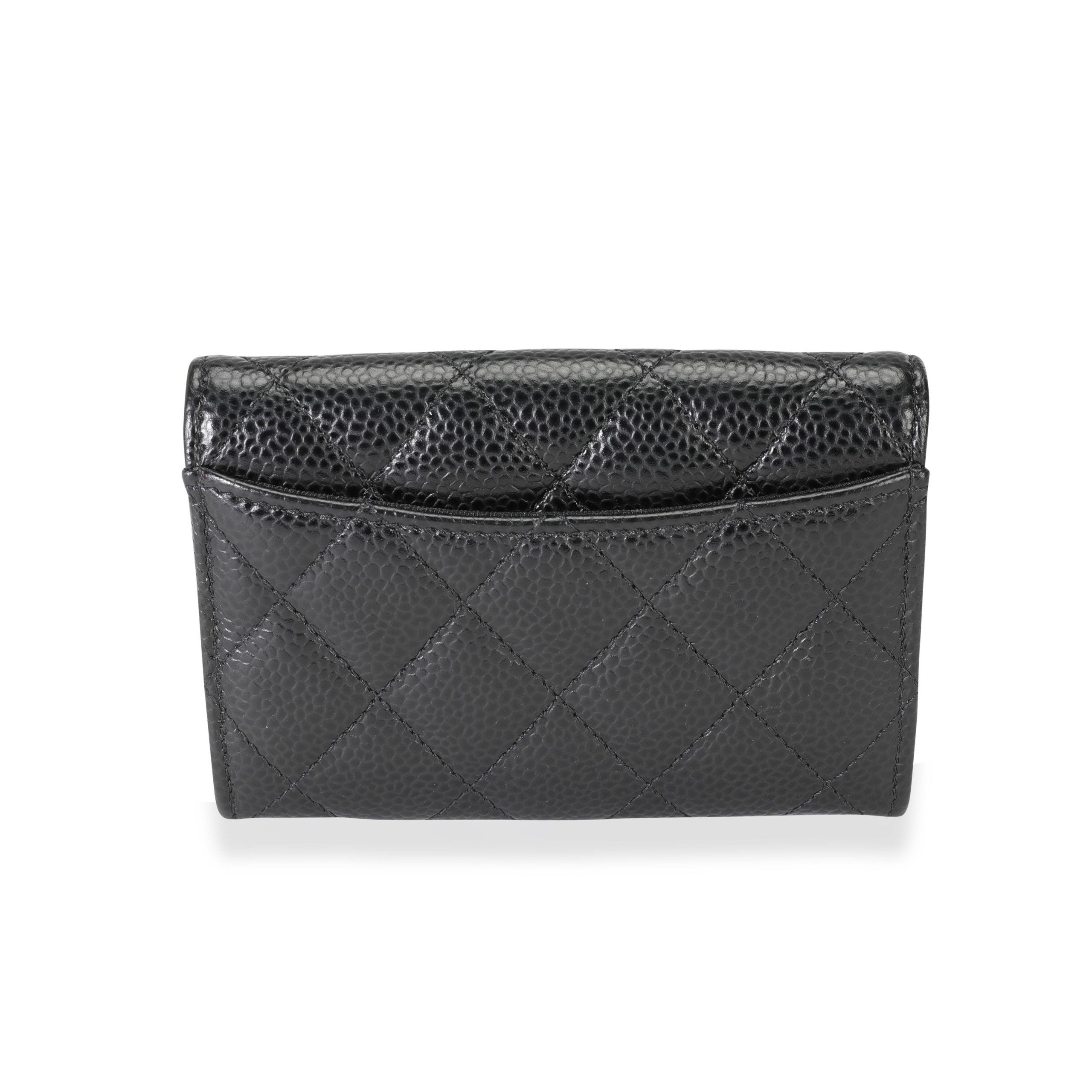 Chanel Black Quilted Caviar Classic Flap Card Holder