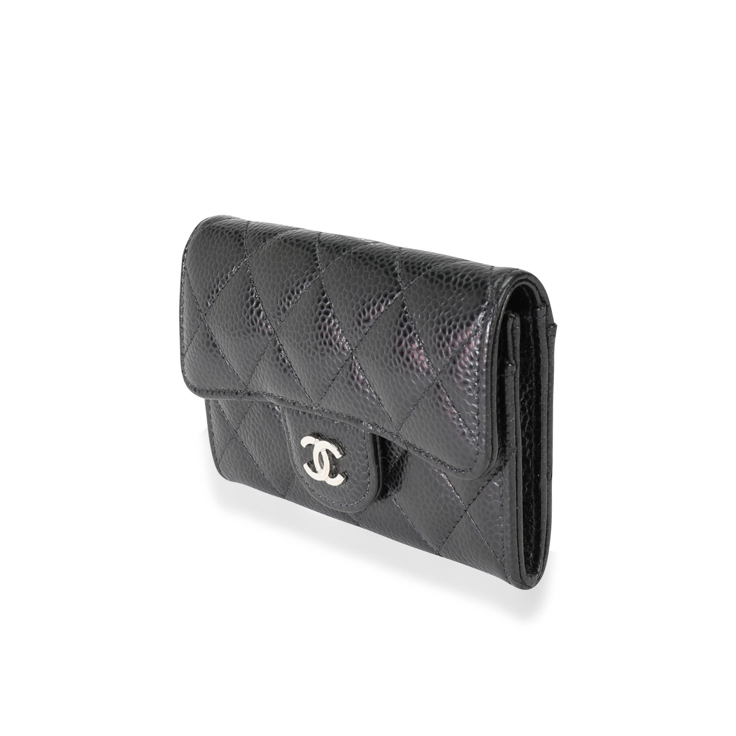 Chanel Black Quilted Caviar Classic Flap Card Holder