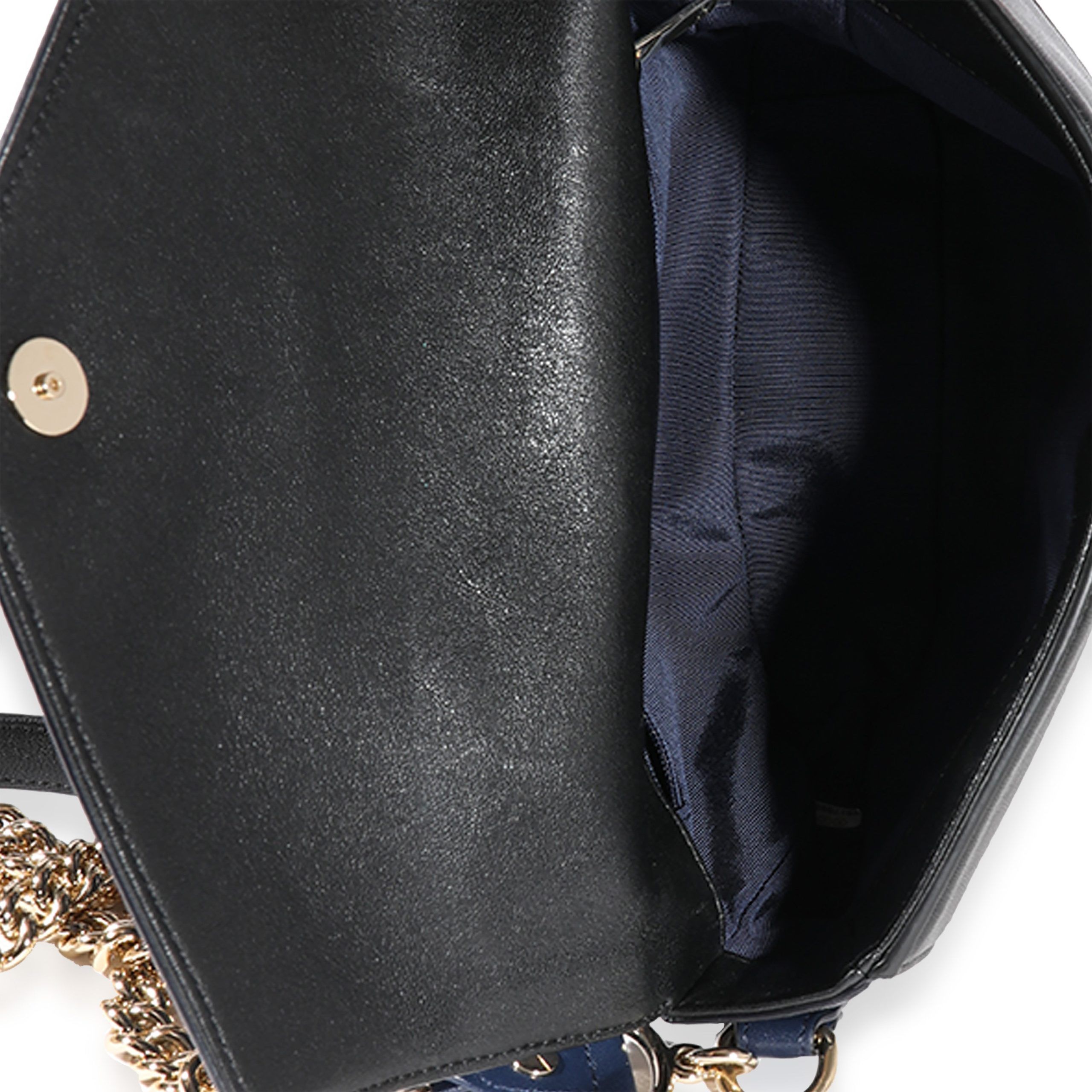 Chanel Chanel Blue & Black Chevron Calfskin Double Envelope Flap Bag Size ONE SIZE - 3 Preview