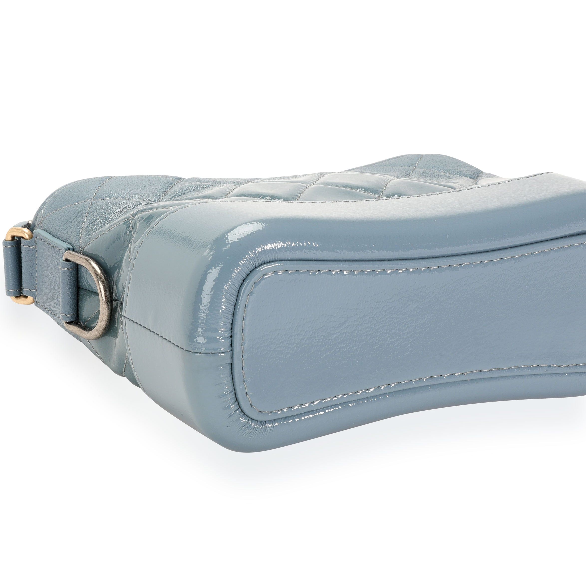 Chanel Blue Ombré Quilted Patent Leather & Aged Calfskin Small Gabrielle Hobo