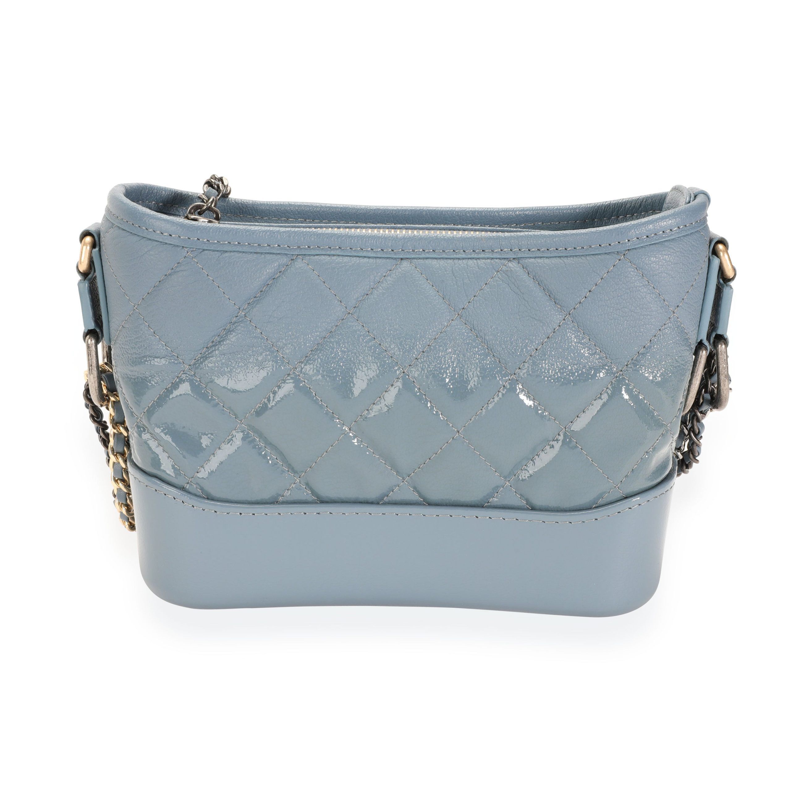 Chanel Blue Ombré Quilted Patent Leather & Aged Calfskin Small Gabrielle Hobo