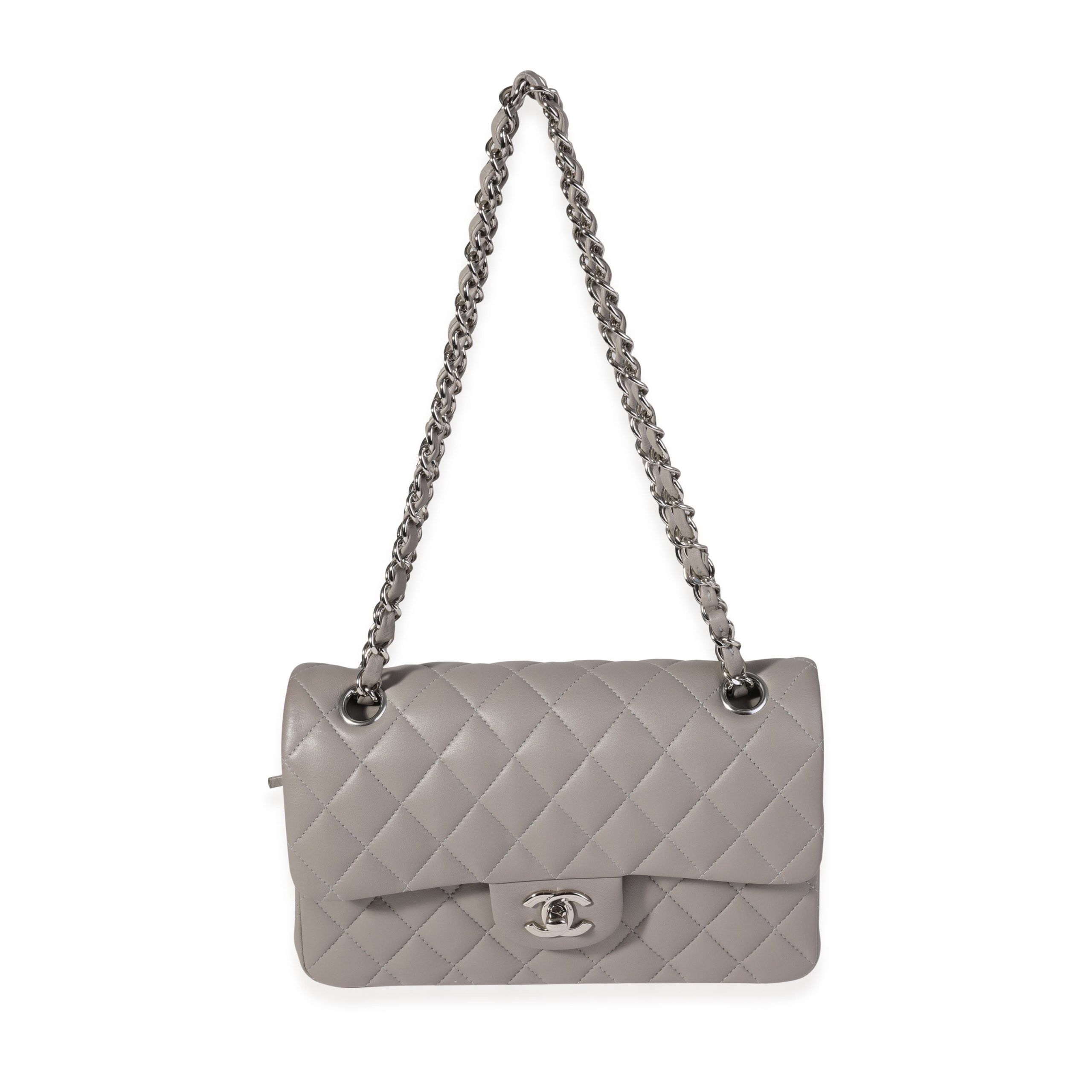 Chanel Chanel Grey Quilted Lambskin Small Classic Double Flap Bag Size ONE SIZE - 4 Thumbnail