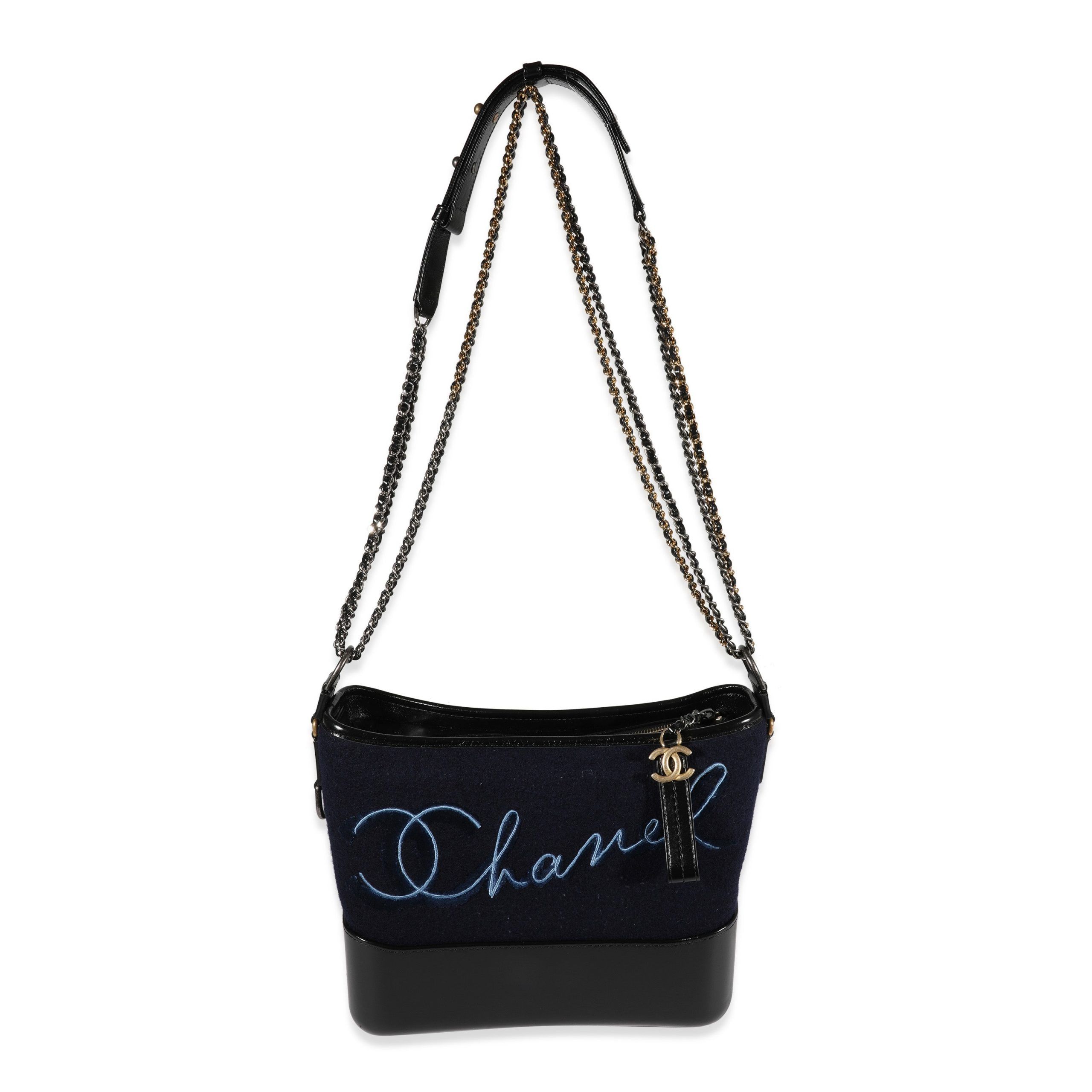 Chanel Chanel Navy Wool Paris-Hamburg Embroidered Large Gabrielle Hobo Size ONE SIZE - 7 Thumbnail