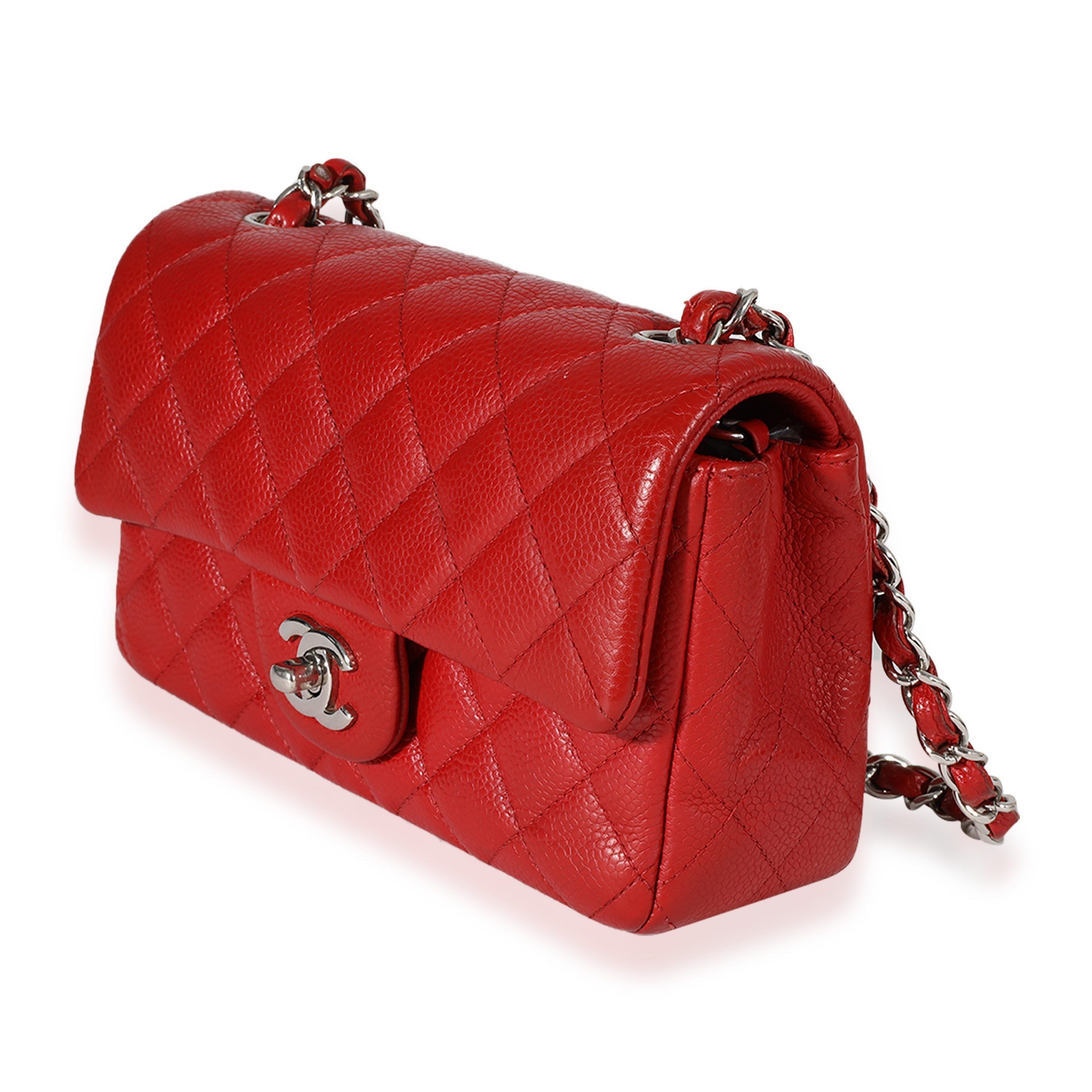 Chanel Chanel Red Quilted Caviar Mini Rectangular Classic Flap Size ONE SIZE - 2 Preview