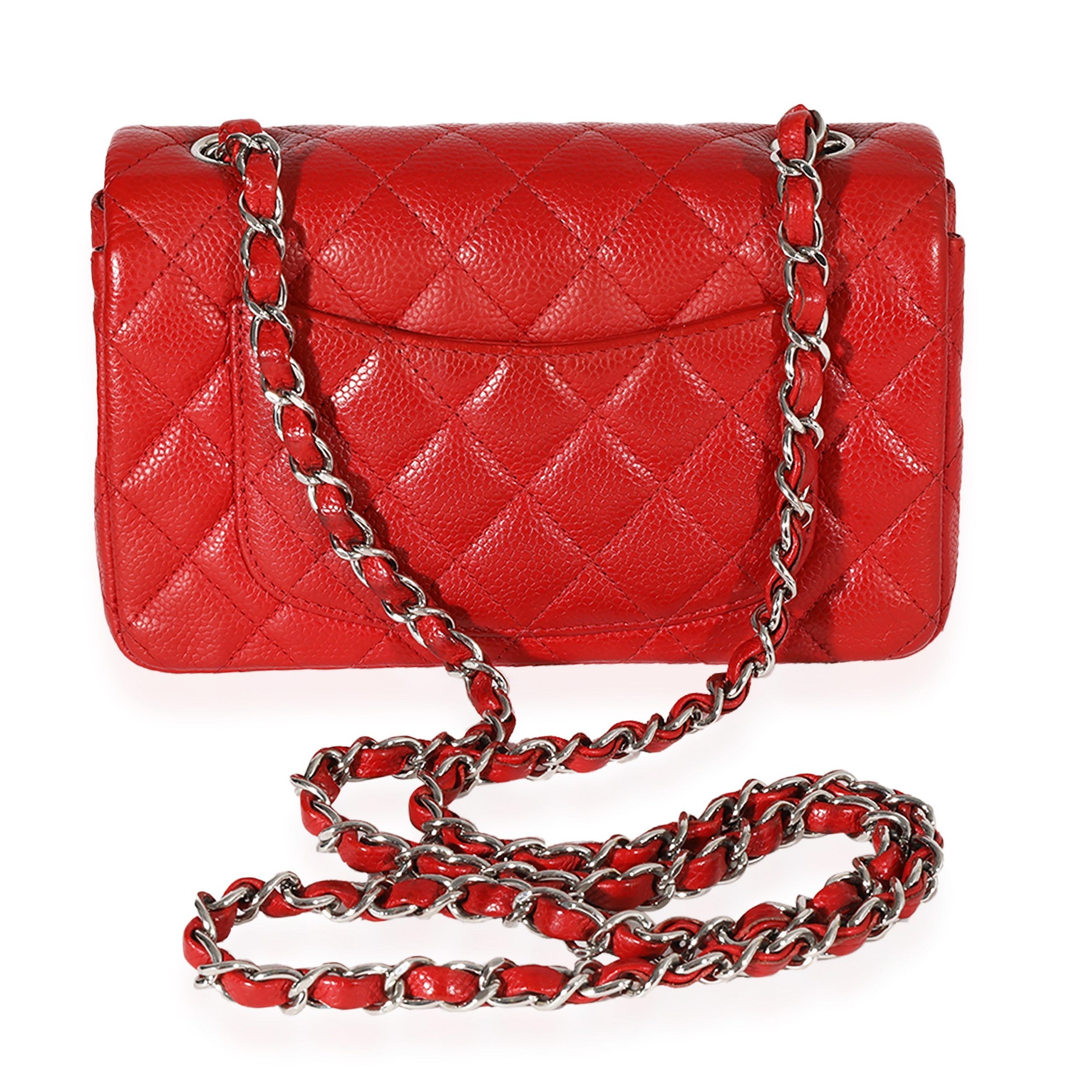 Chanel Chanel Red Quilted Caviar Mini Rectangular Classic Flap Size ONE SIZE - 4 Thumbnail
