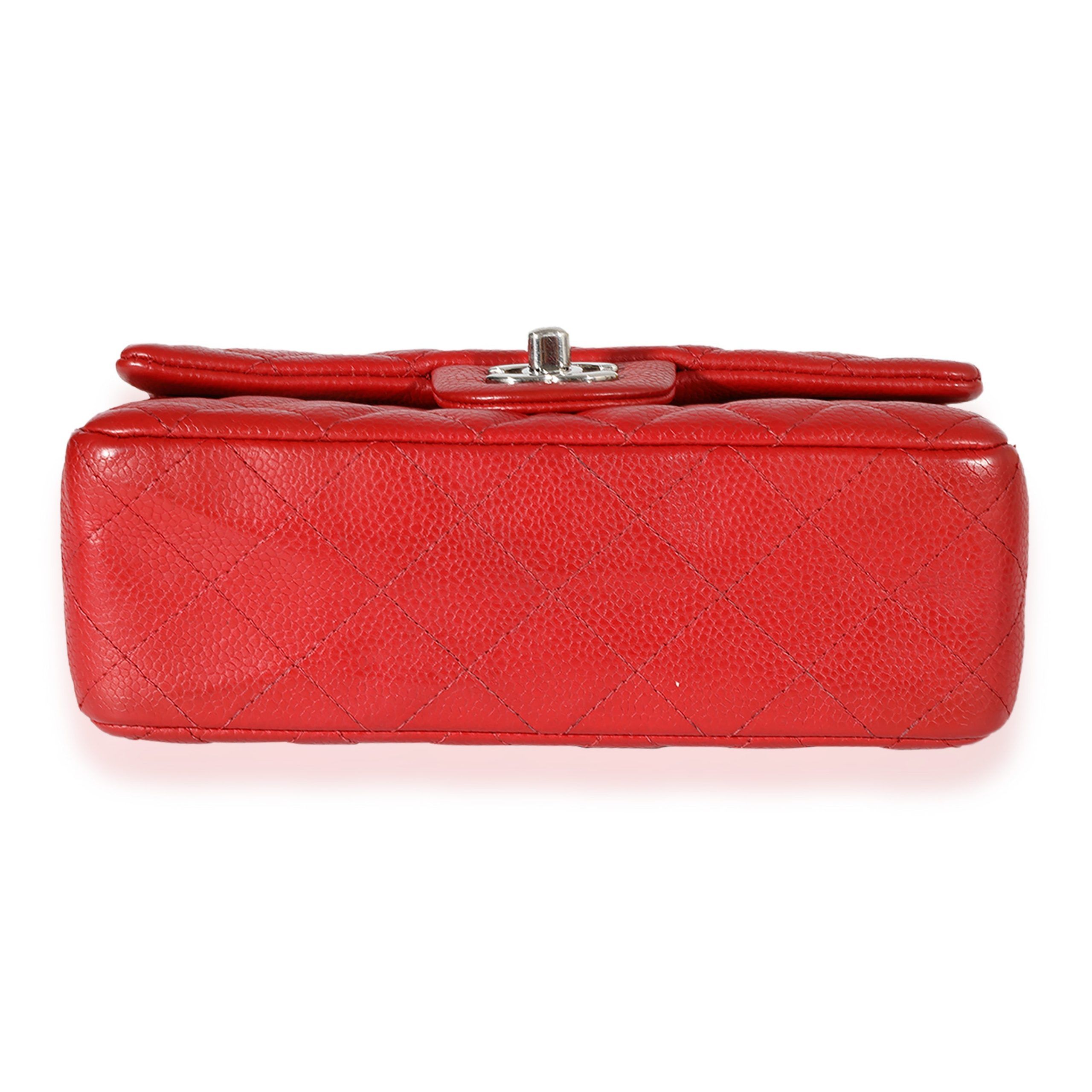 Chanel Chanel Red Quilted Caviar Mini Rectangular Classic Flap Size ONE SIZE - 5 Thumbnail