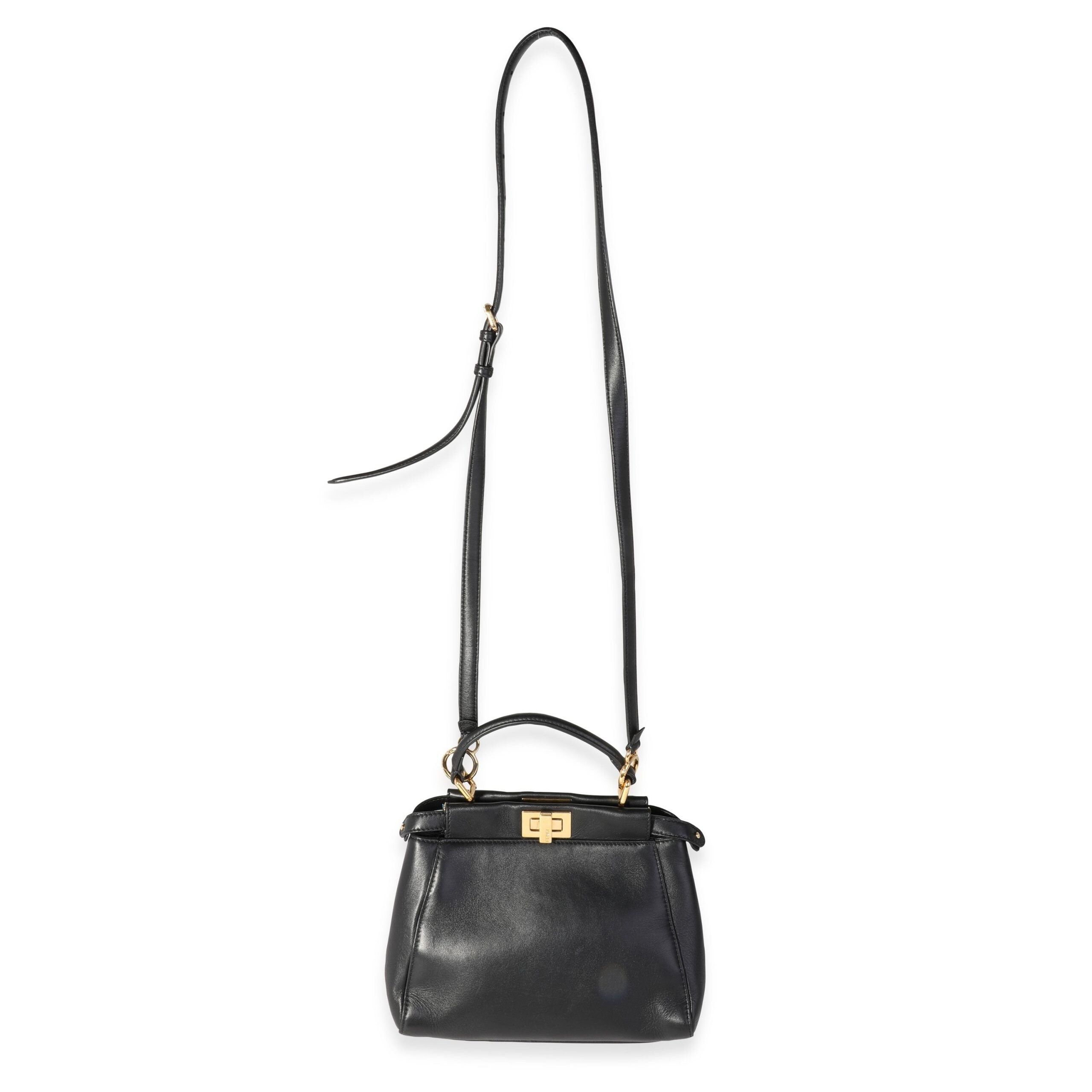 Fendi Fendi Black Nappa Leather Iconic Mini Peekaboo Bag Size ONE SIZE - 3 Thumbnail
