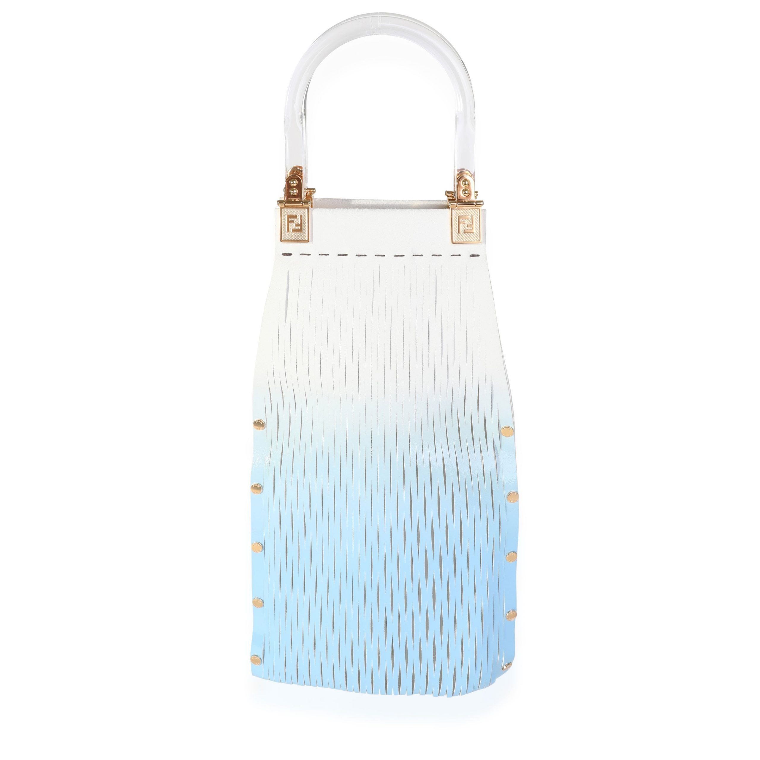 Fendi Blue Gradient Laser Cut Patent & Suede Sunny Top Handle Bag