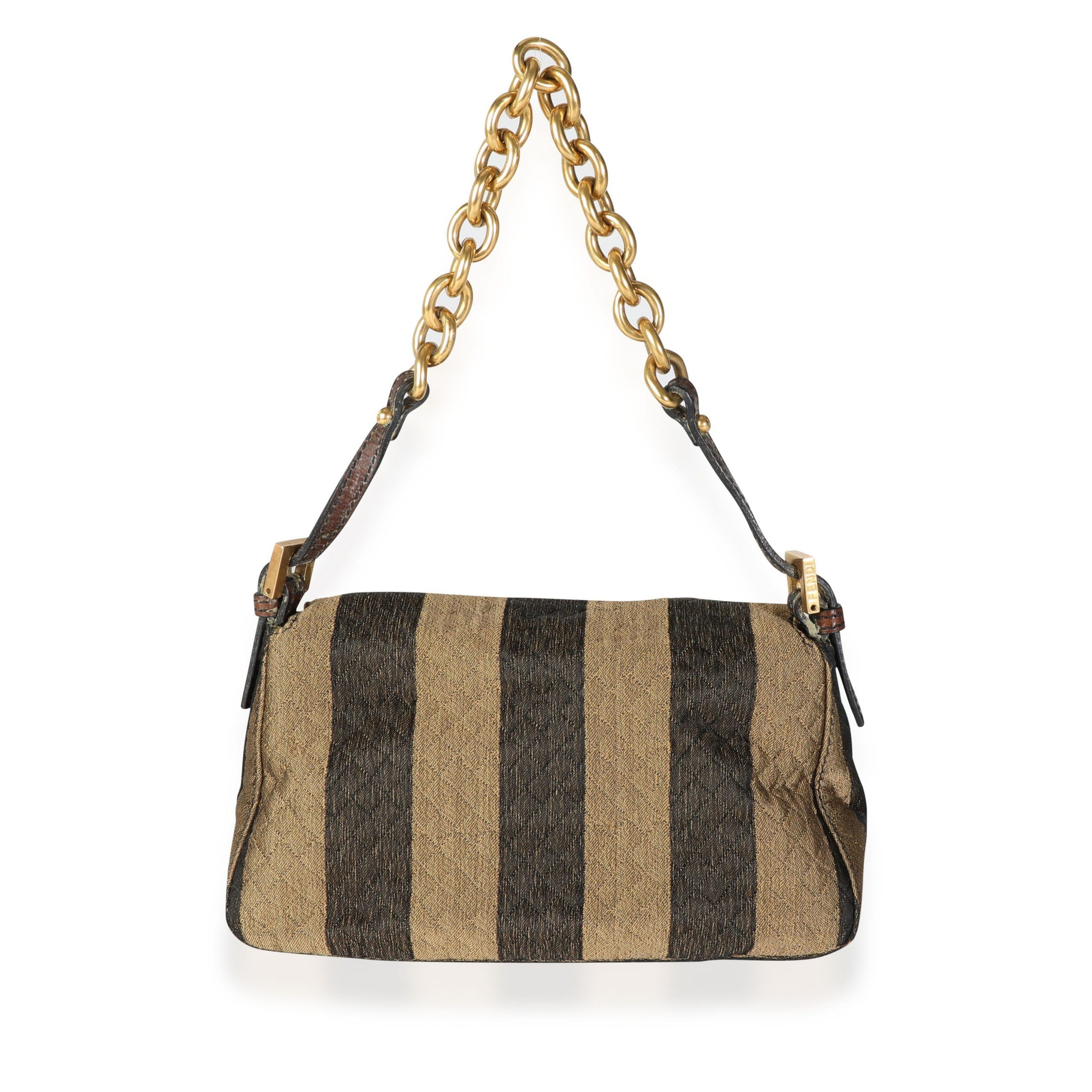 Fendi Brown Pequin Quilted Mini Mama Baguette