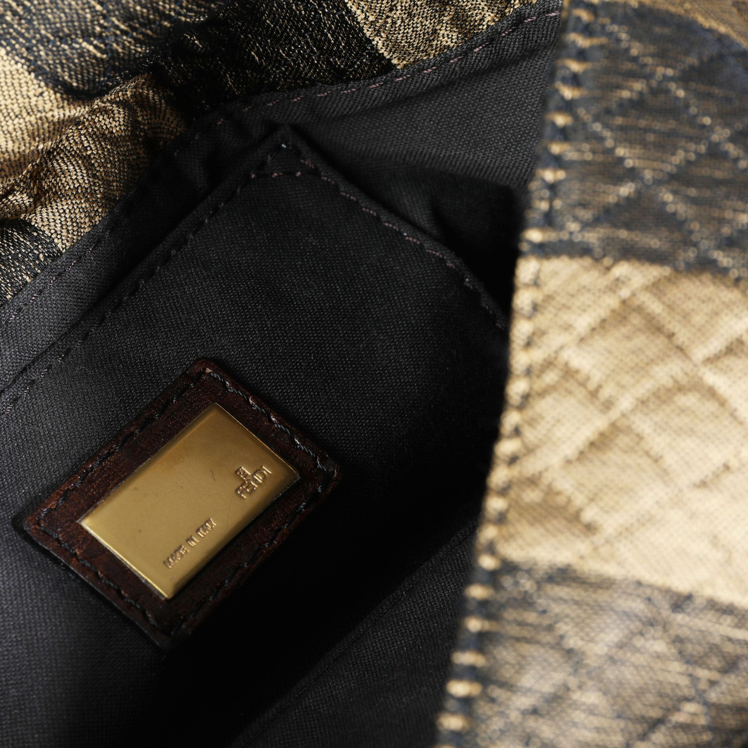 Fendi Brown Pequin Quilted Mini Mama Baguette