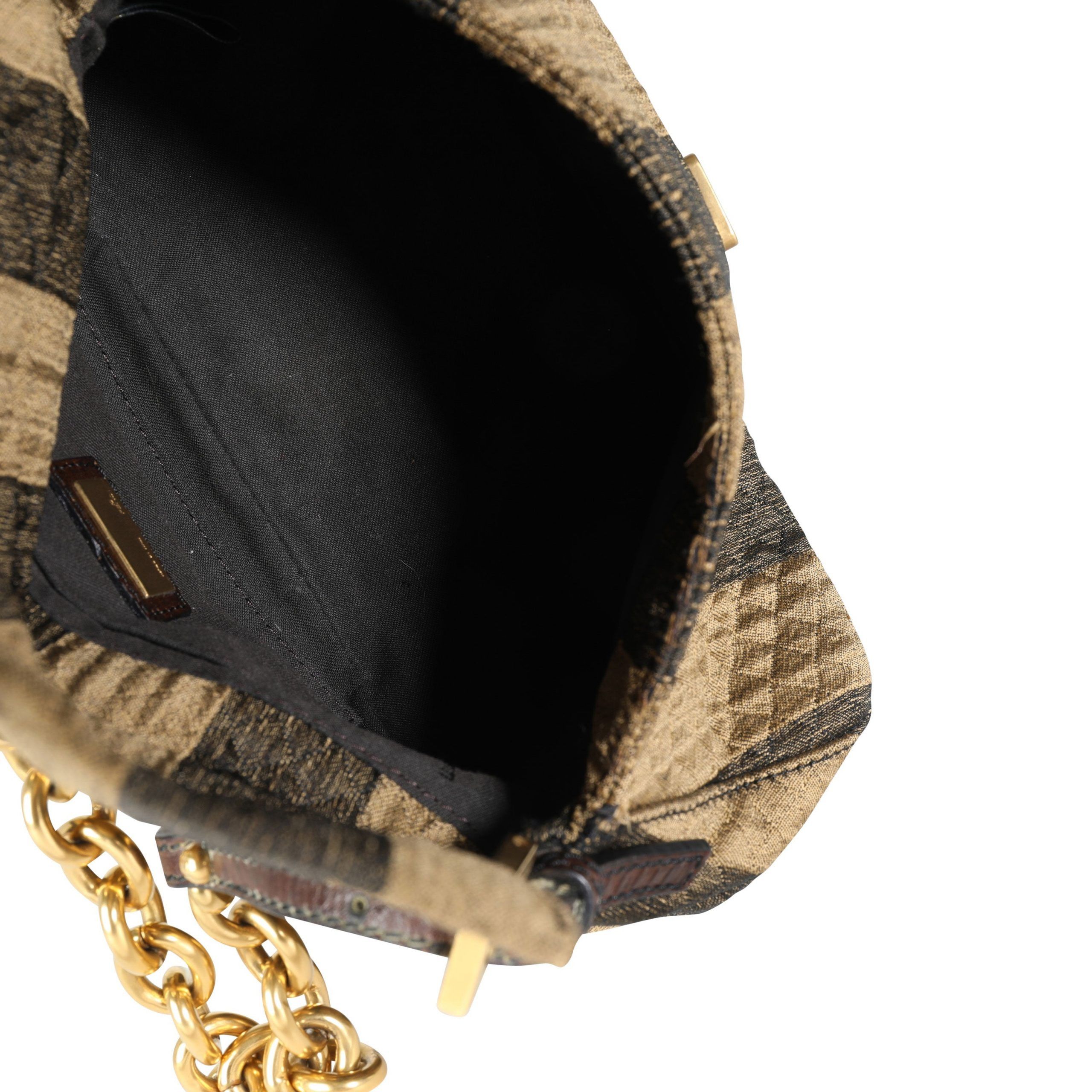 Fendi Brown Pequin Quilted Mini Mama Baguette